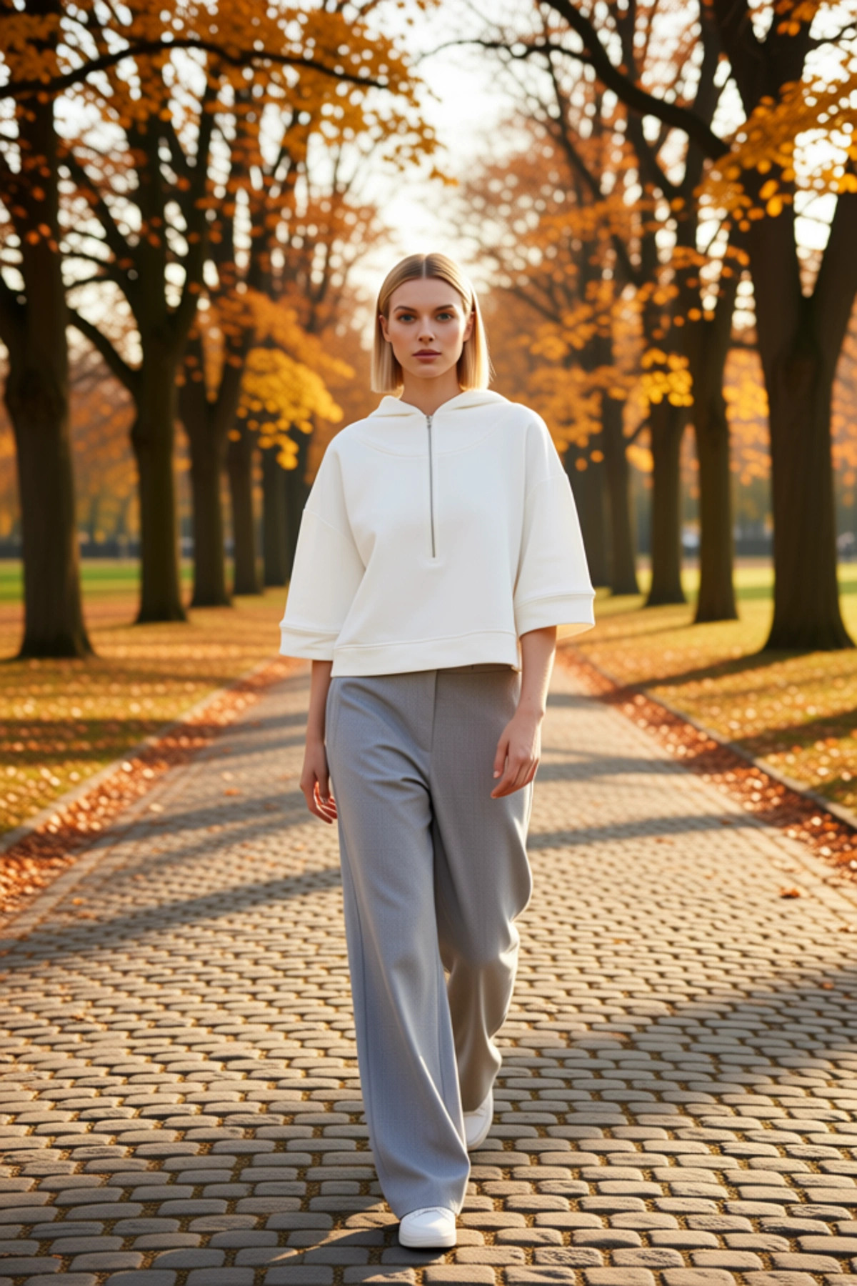Kadın Kapüşonlu Truvakar Kol Fermuar Detaylı Oversize Sweatshirt Fonksiyonel Dayanıklı Şık