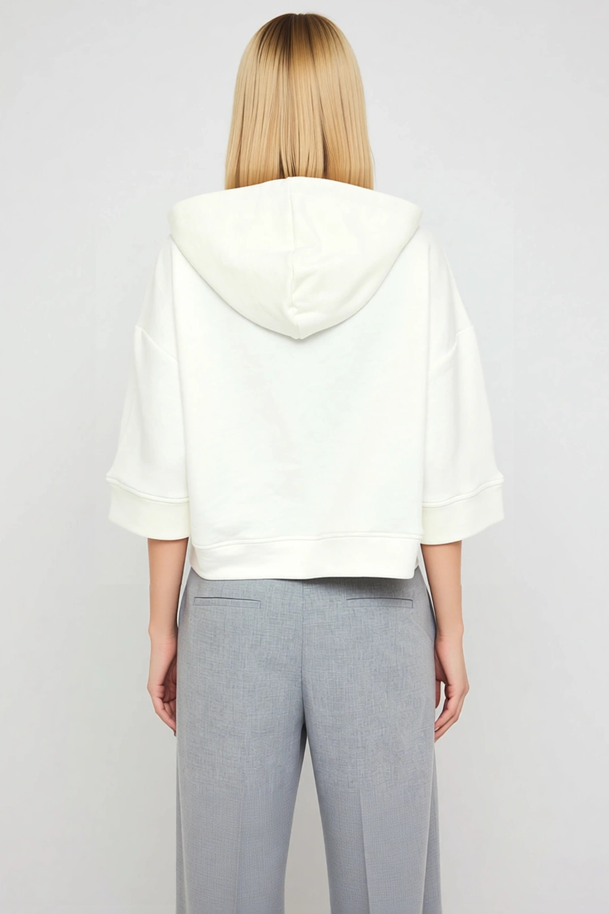 Kadın Kapüşonlu Truvakar Kol Fermuar Detaylı Oversize Sweatshirt Fonksiyonel Dayanıklı Şık