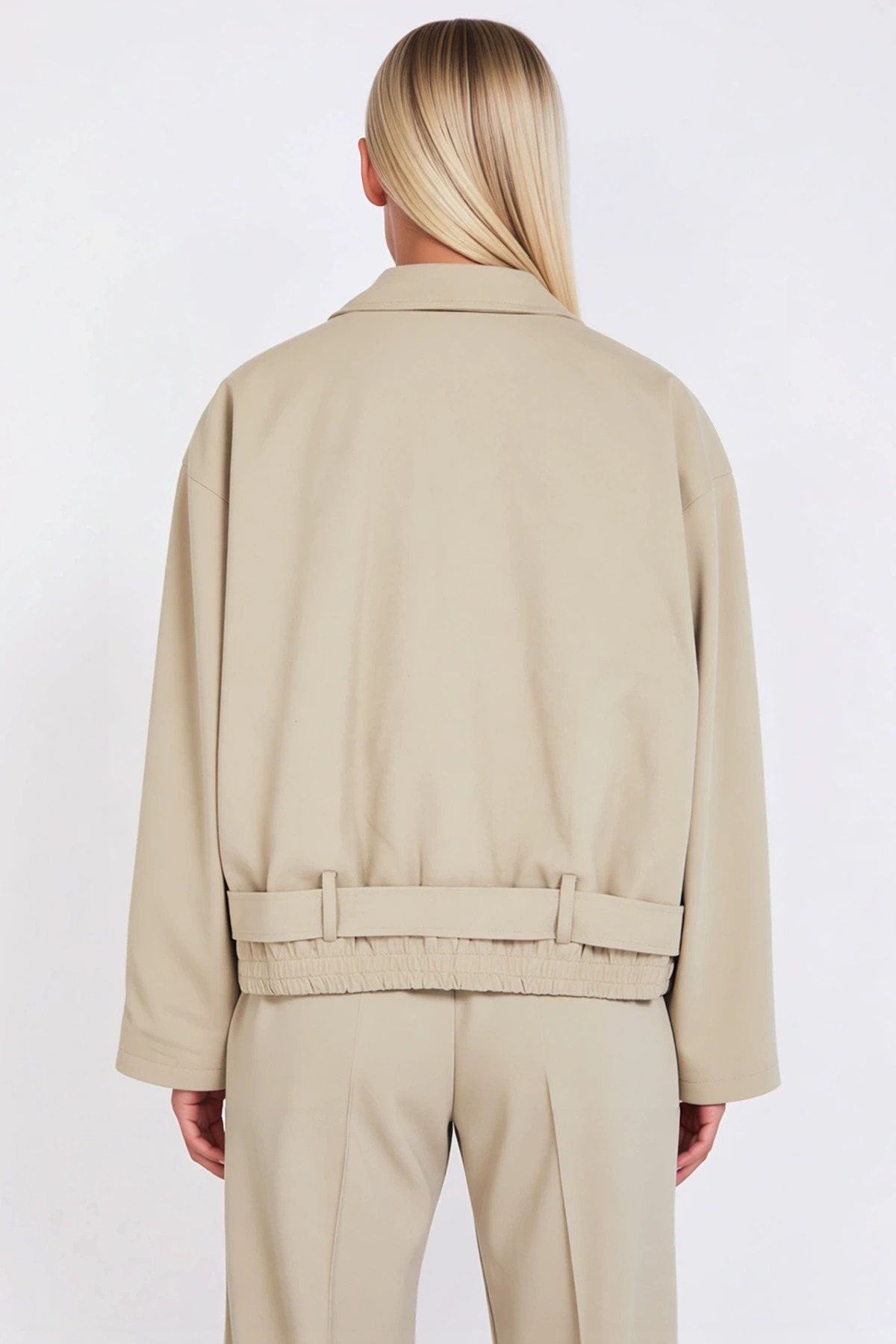 Kadın %100 Pamuk Gömlek Yaka Düşük Kol Oversize Gabardin Ceket Fonksiyonel Dayanıklı Rahat