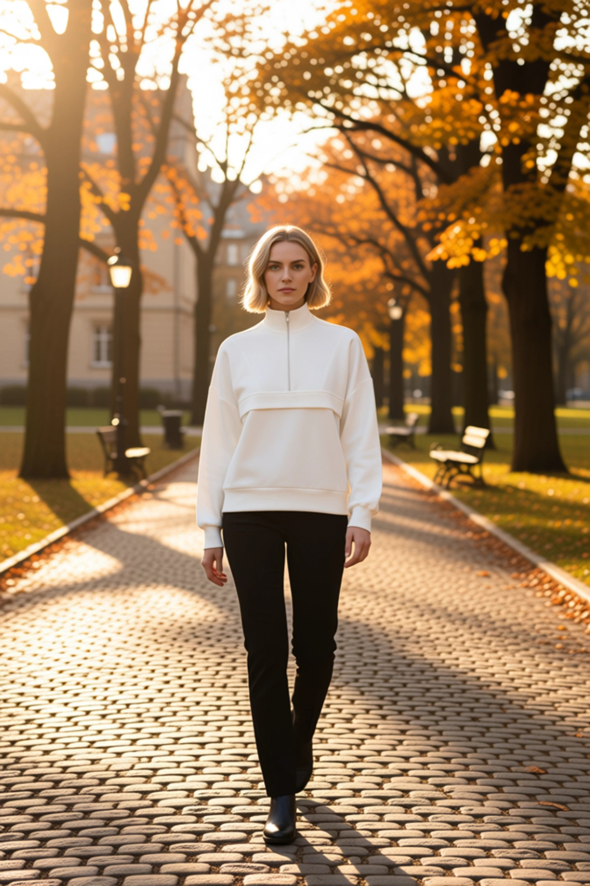 Kadın Dik Yaka Düşük Kol Fermuarlı Örme Sweatshirt Fonksiyonel Dayanıklı Kaliteli Konforlu