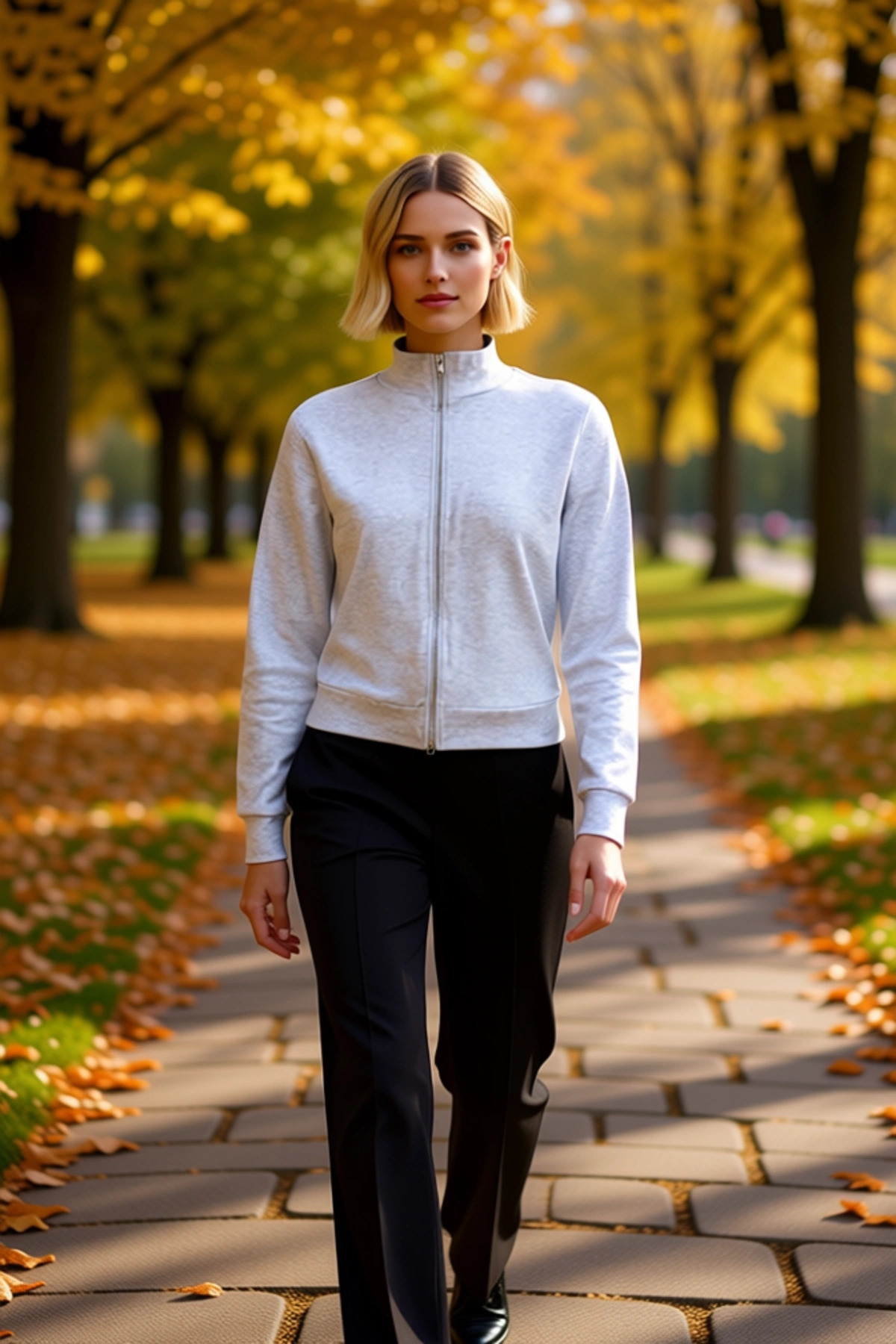Kadın Dik Yaka Tam Fermuarlı Standart Kol Örme Sweatshirt Fonksiyonel Dayanıklı Kaliteli Şık