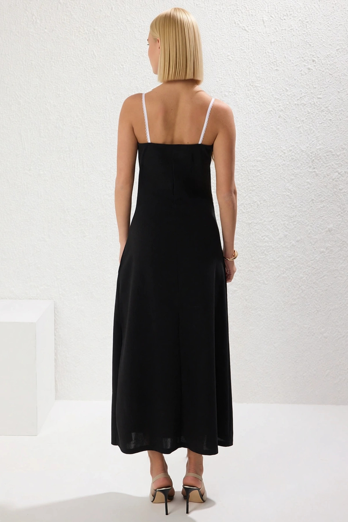 Kadın Kalp Yaka İnce Askılı Kolsuz Bodycon Kalıp Maxi Örme Elbise Fonksiyonel Dayanıklı Şık