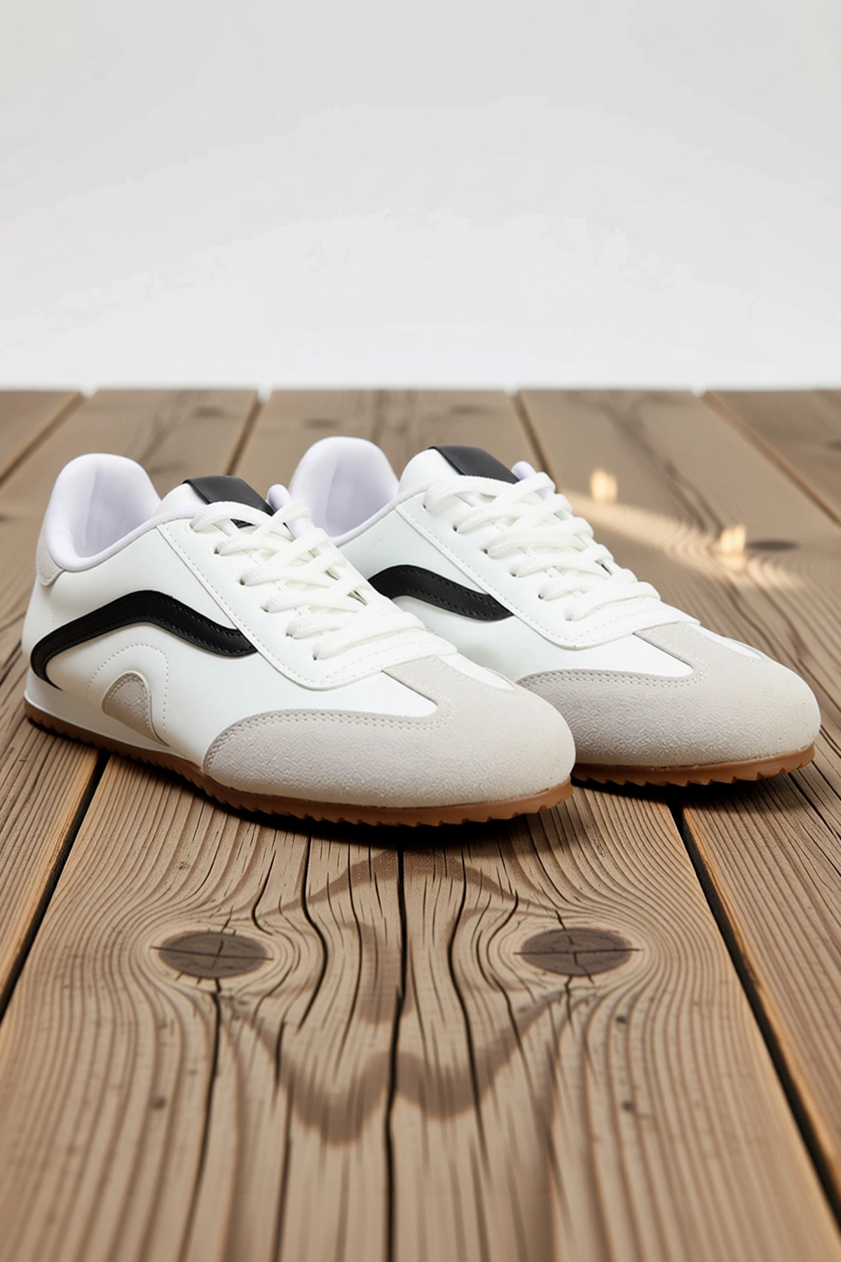 Kadın Renk Bloklu Bağcıklı Spor Ayakkabı Suni Deri Konforlu Günlük Sneaker Düz Topuklu Rahat Modern