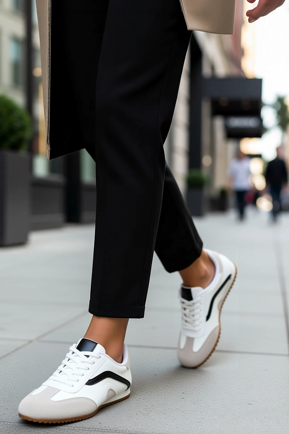 Kadın Renk Bloklu Bağcıklı Spor Ayakkabı Suni Deri Konforlu Günlük Sneaker Düz Topuklu Rahat Modern