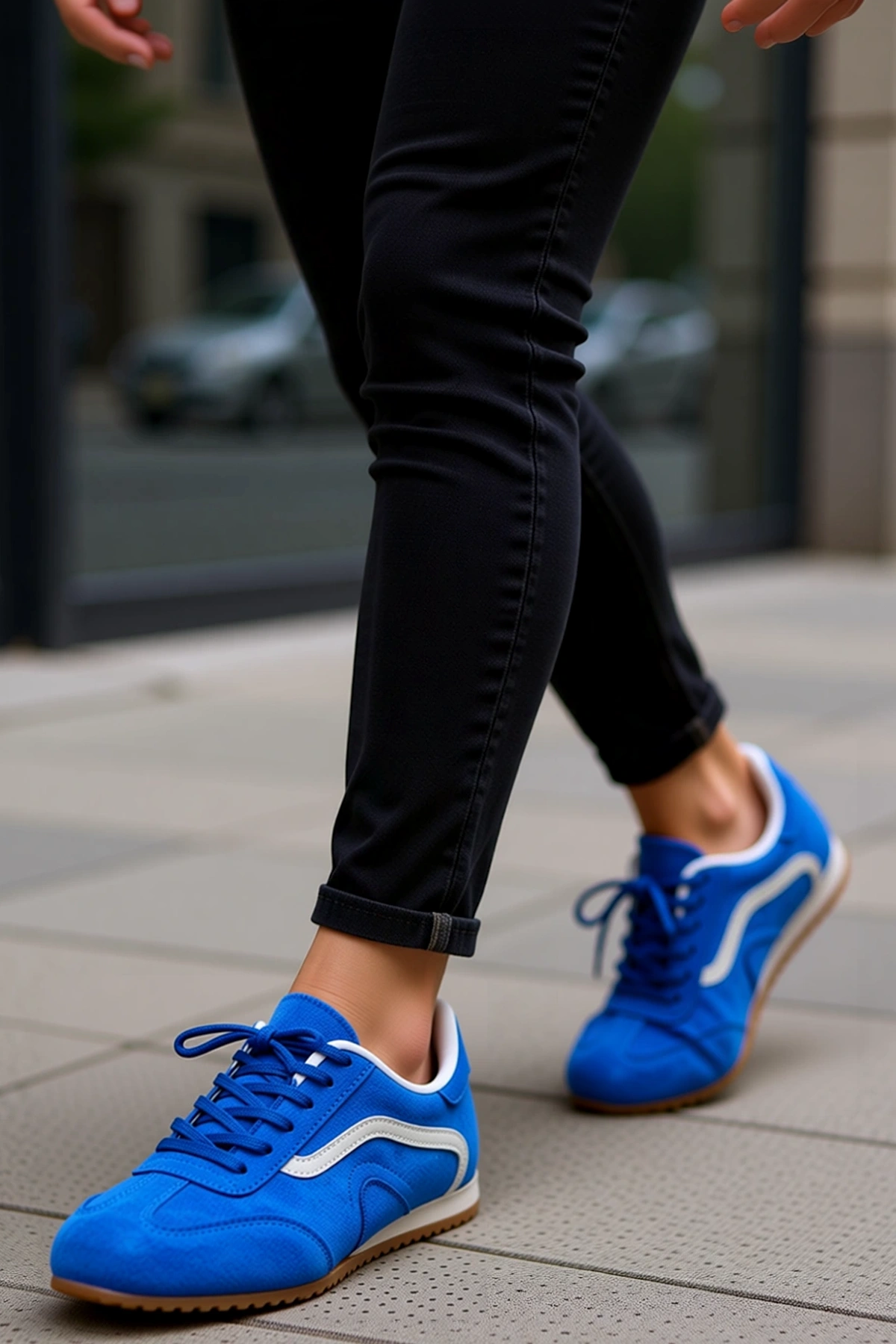 Kadın Renk Bloklu Bağcıklı Spor Ayakkabı Suni Deri Konforlu Günlük Sneaker Düz Topuklu Rahat Modern