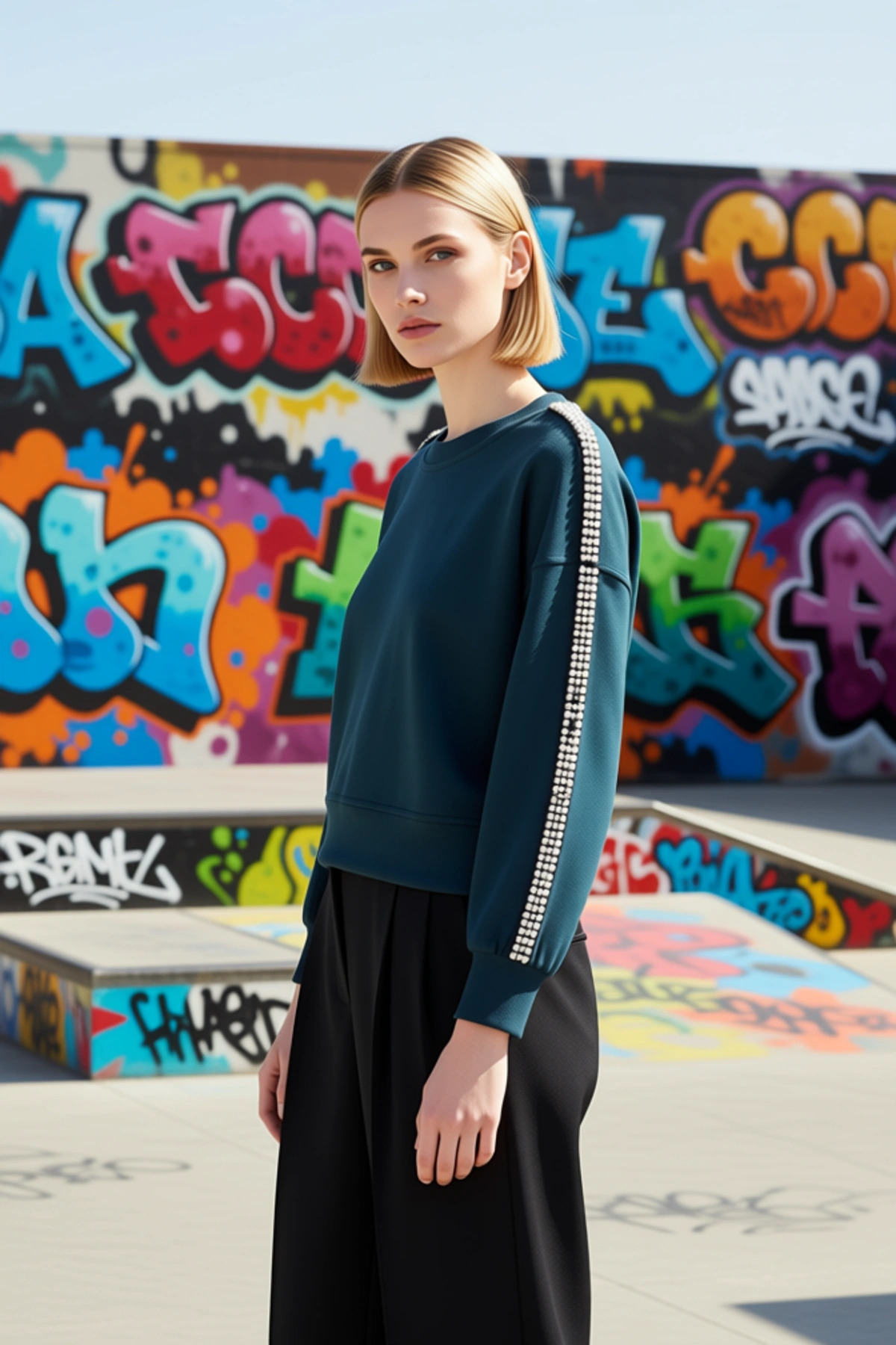 Kadın Bisiklet Yaka Düşük Kol Regular Sweatshirt Fonksiyonel Dayanıklı Kaliteli Konforlu Şık