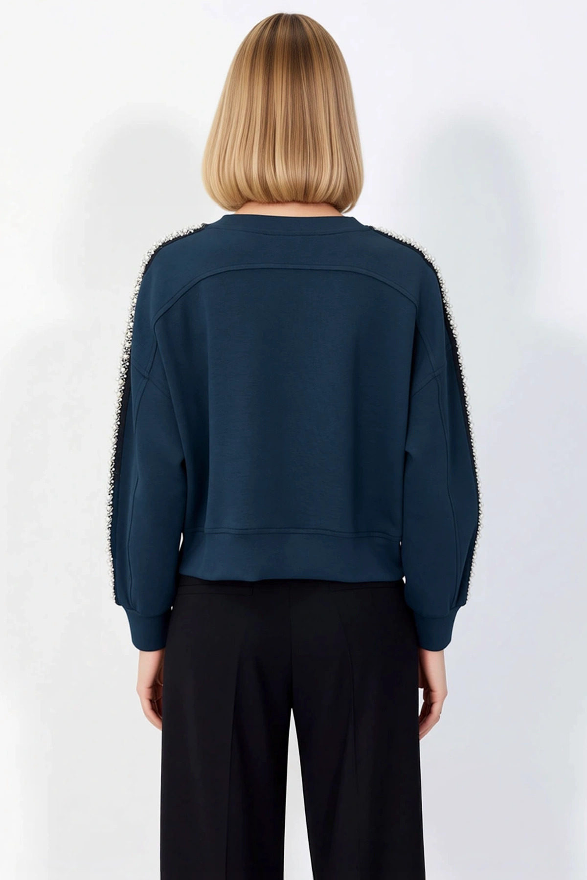Kadın Bisiklet Yaka Düşük Kol Regular Sweatshirt Fonksiyonel Dayanıklı Kaliteli Konforlu Şık
