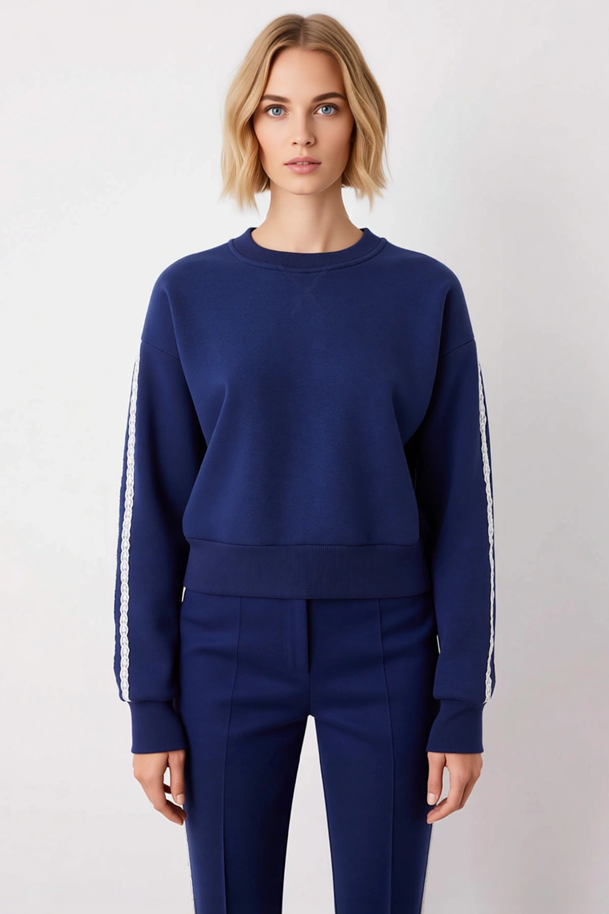 Kadın Bisiklet Yaka Düşük Kol Regular Kalıp Örme Sweatshirt Fonksiyonel Dayanıklı Kaliteli