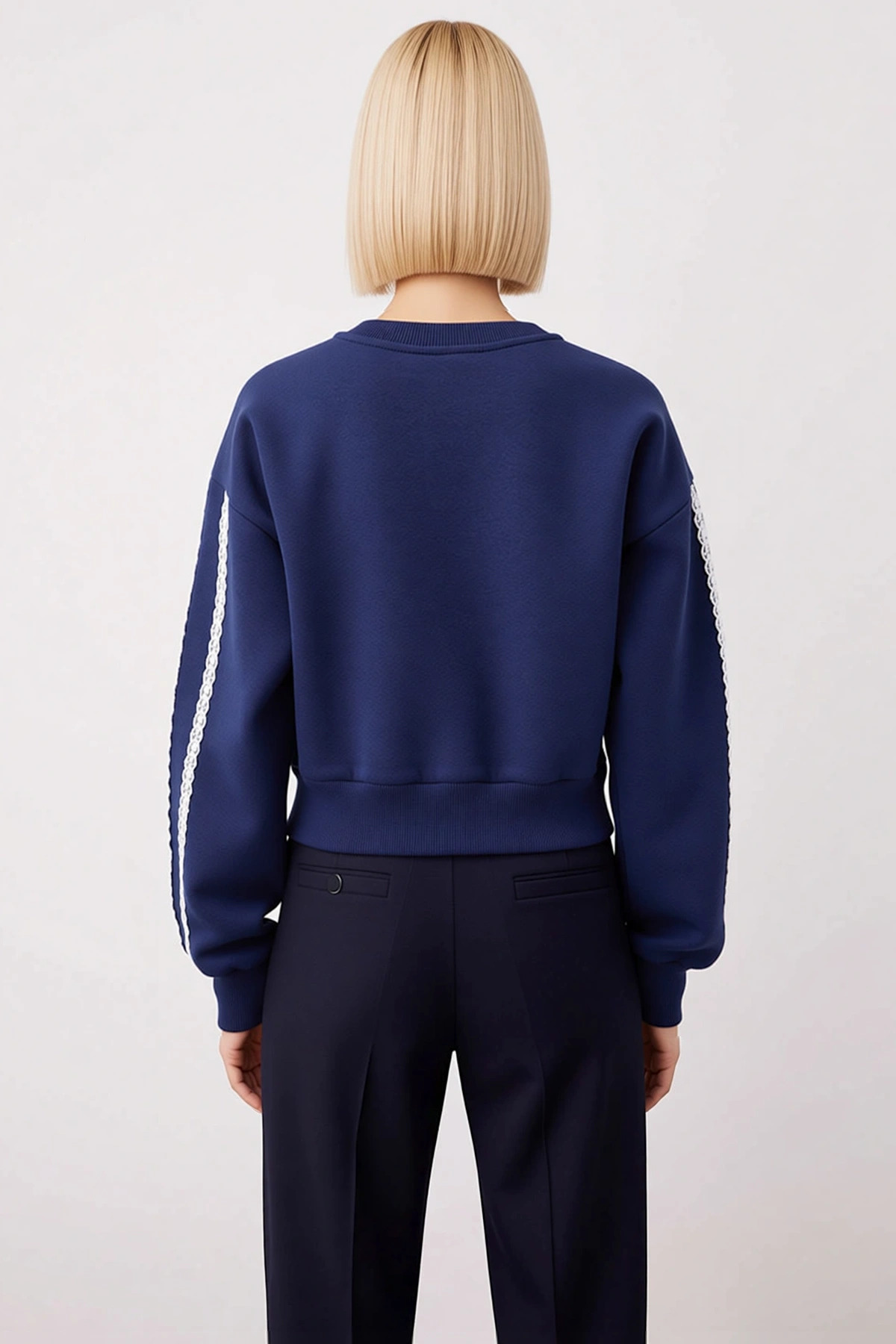 Kadın Bisiklet Yaka Düşük Kol Regular Kalıp Örme Sweatshirt Fonksiyonel Dayanıklı Kaliteli