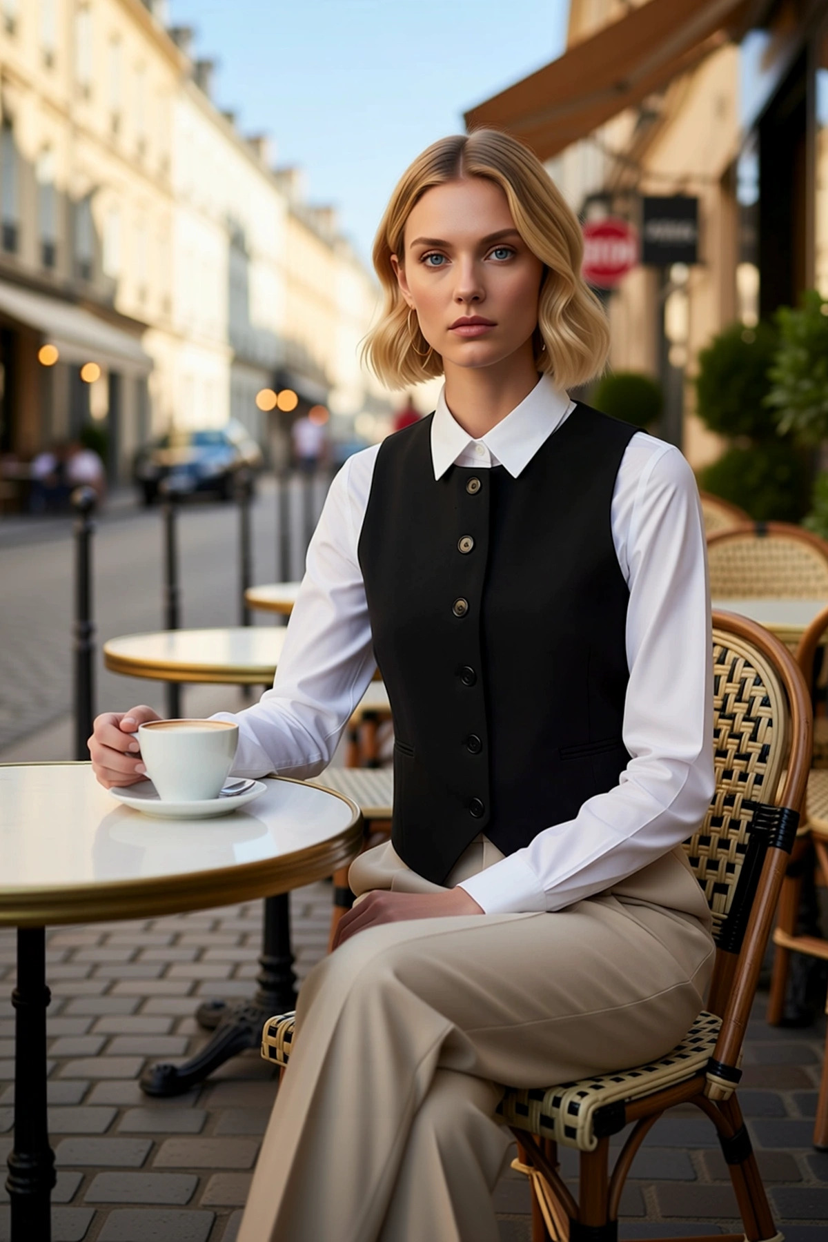 Kadın Bisiklet Yaka Kolsuz Fitted Crop Dokuma Kumaş Yelek Düz Desen Astarlı Basic Siluet Modern