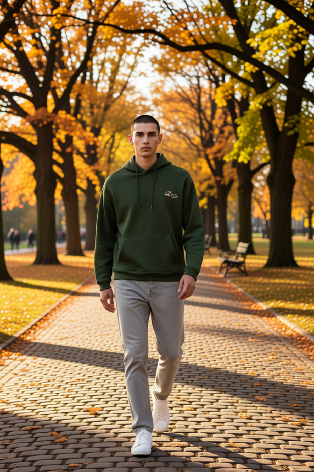 Erkek Kapüşonlu Düşük Kol Sweatshirt Slogan Nakışlı Fonksiyonel Dayanıklı Kaliteli Estetik