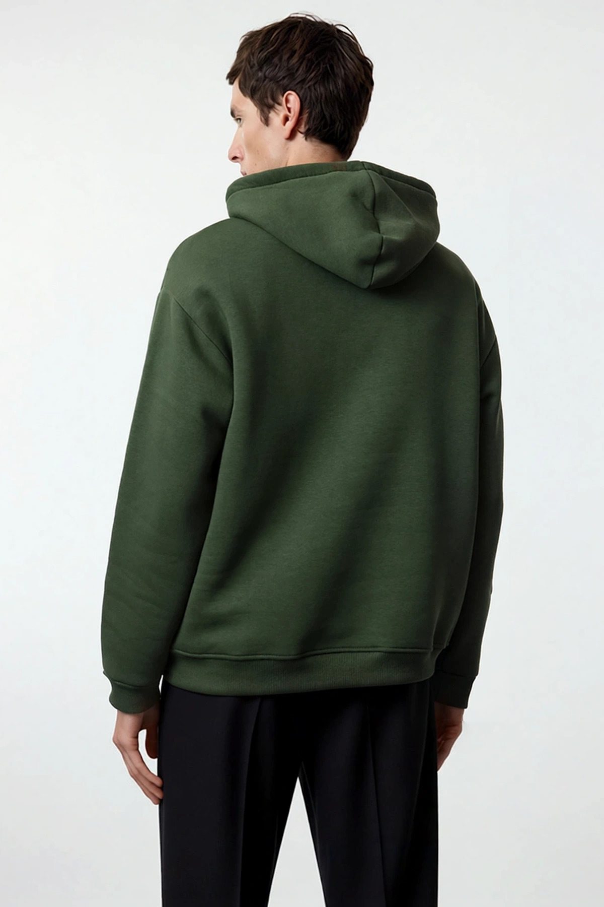 Erkek Kapüşonlu Düşük Kol Sweatshirt Slogan Nakışlı Fonksiyonel Dayanıklı Kaliteli Estetik