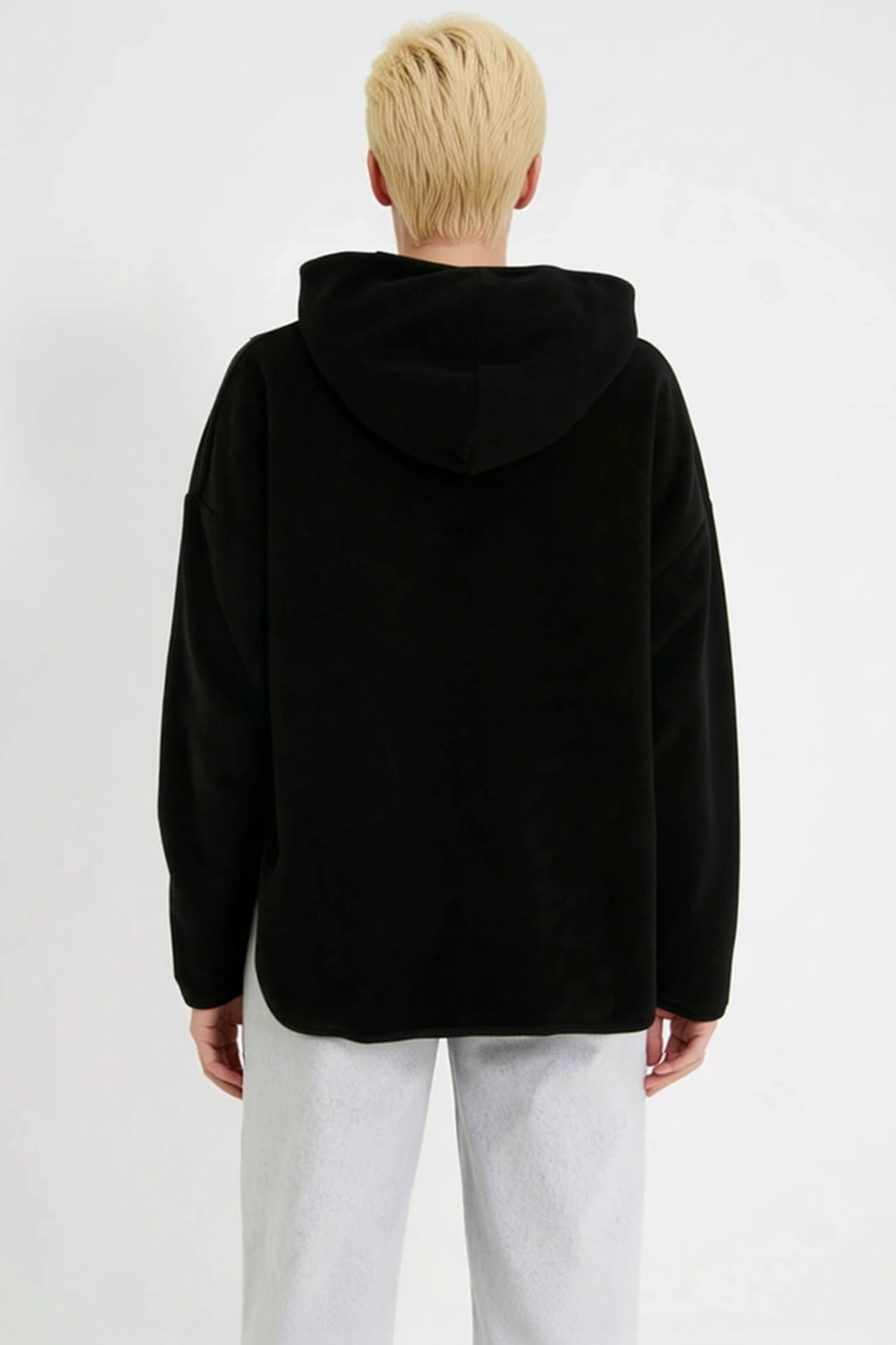 Kadın Kapüşonlu Fermuarlı Oversize Polar Sweatshirt Fonksiyonel Dayanıklı Kaliteli Estetik