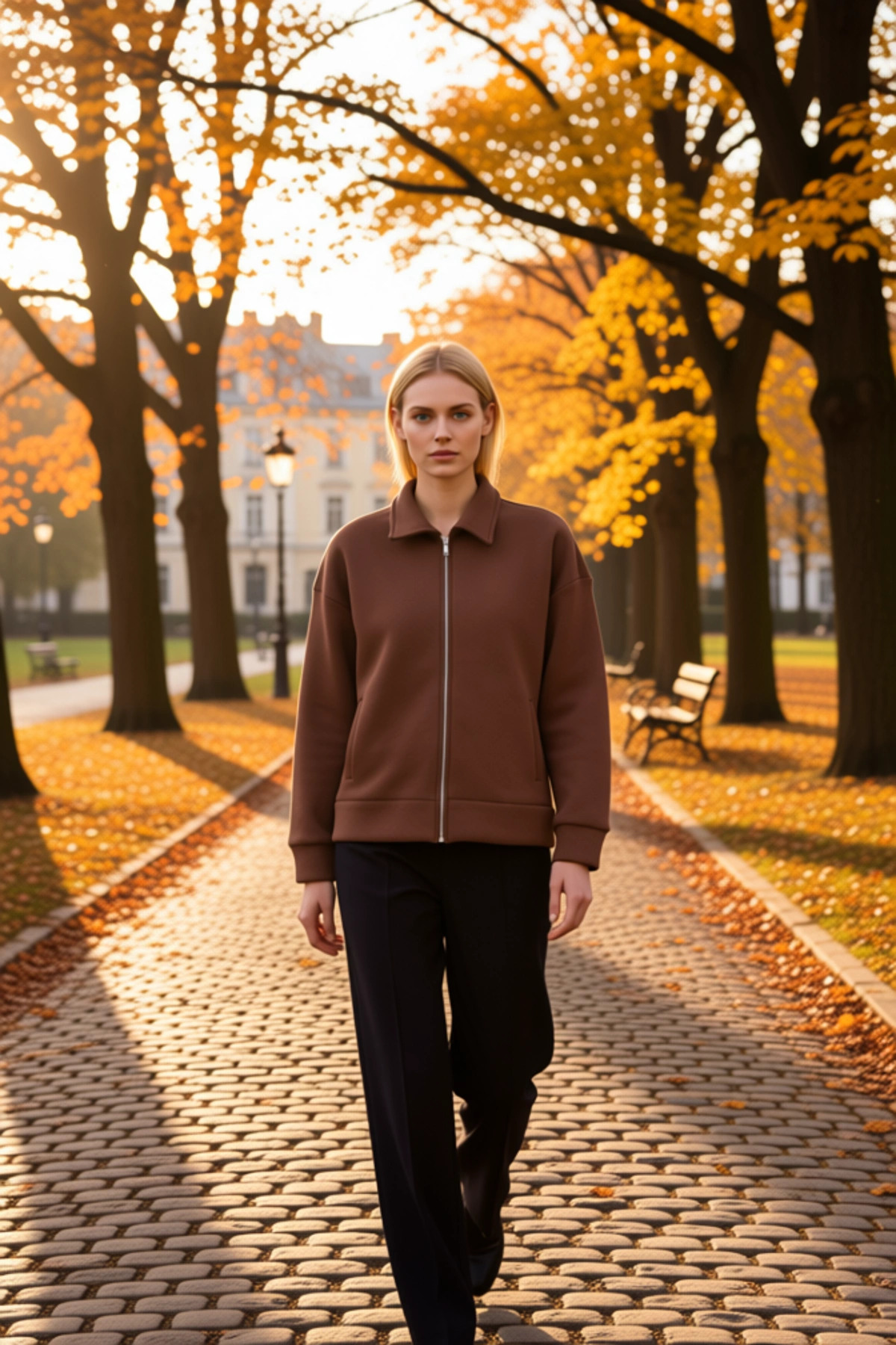 Kadın Polo Yaka Fermuarlı Oversize Sweatshirt Uzun Kol Fonksiyonel Dayanıklı Kaliteli Spor