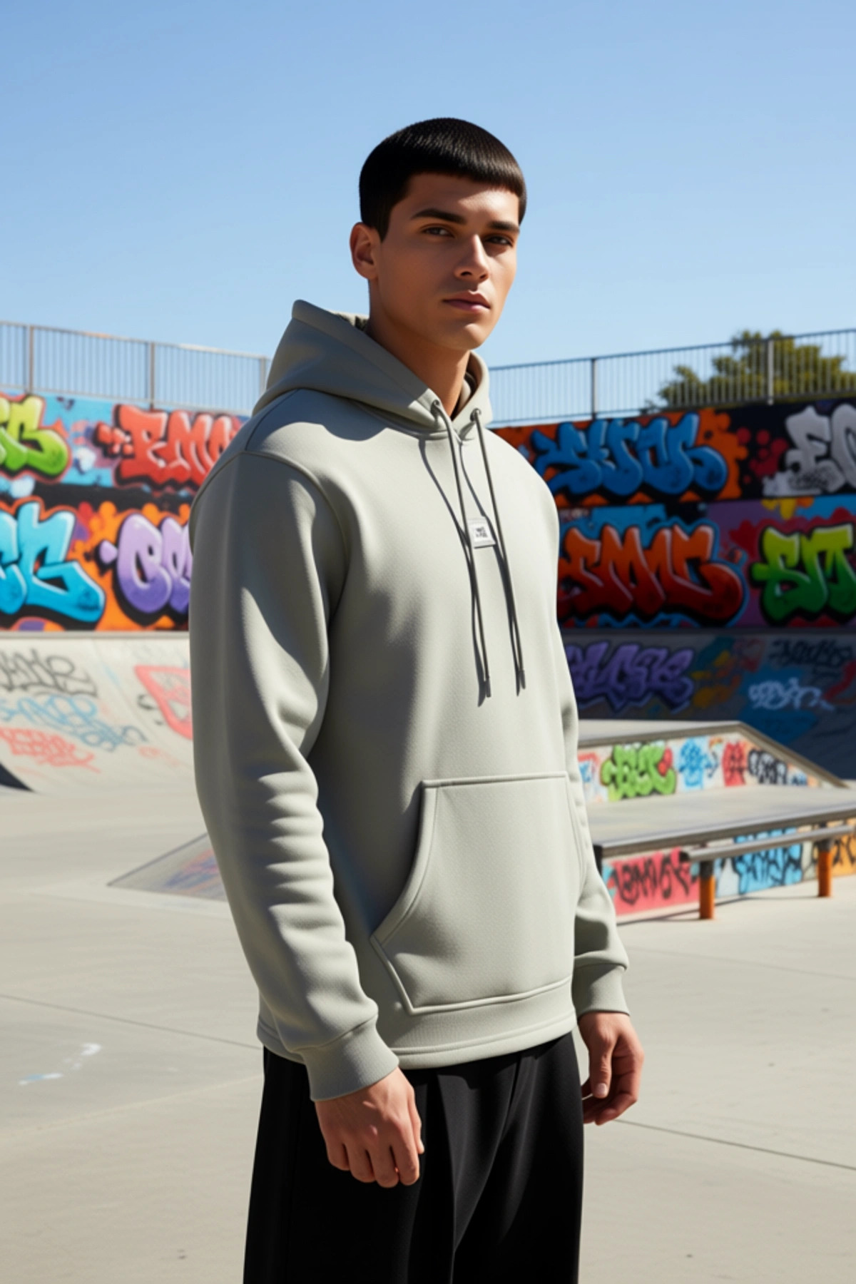 Erkek Kapüşonlu Standart Kol Regular Kalıp Slogan Desenli Sweatshirt Fonksiyonel Dayanıklı