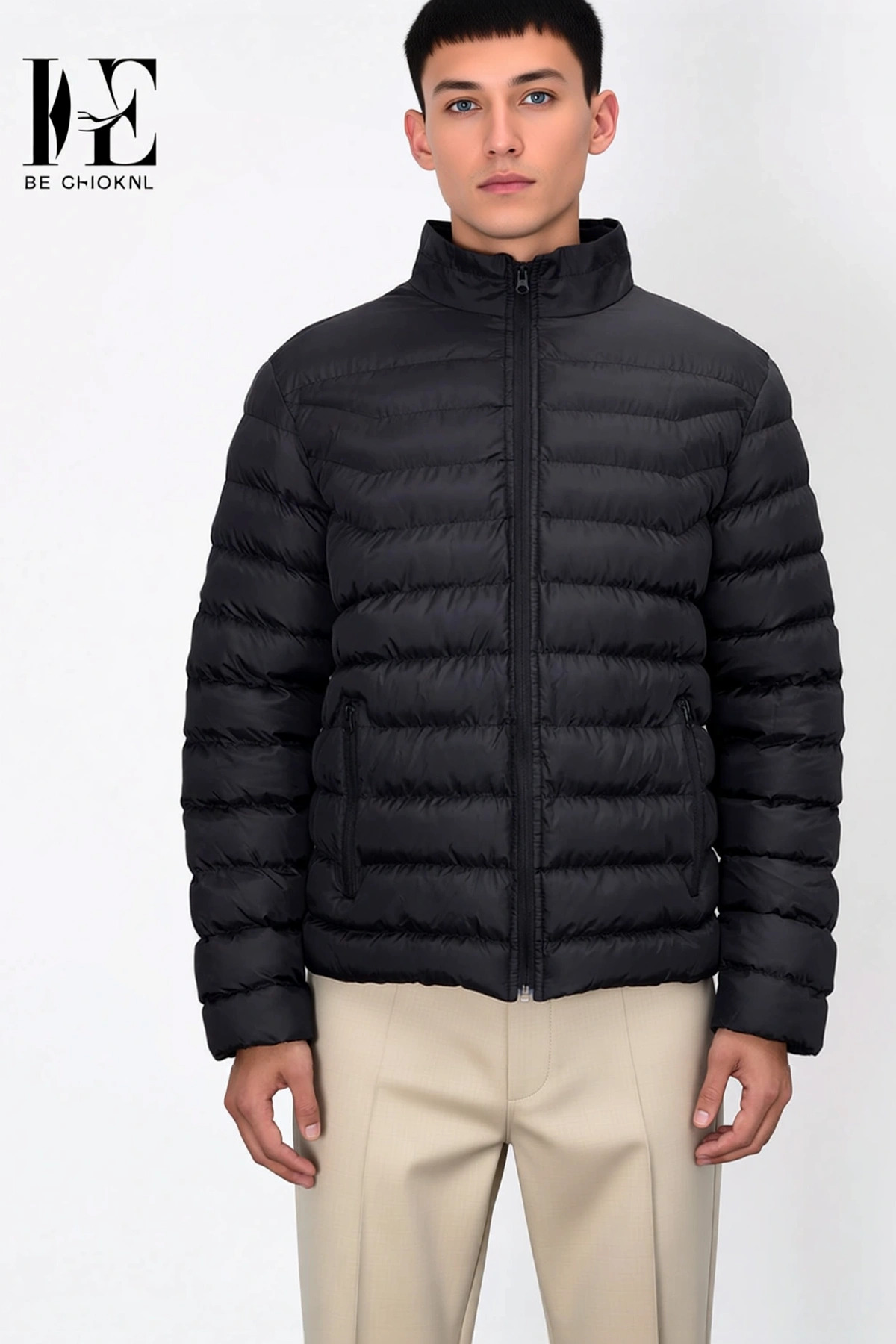 Alternative view of Erkek Dik Yaka Standart Kol Fermuarlı Düz Desen Mont Fonksiyonel Dayanıklı Kaliteli Modern