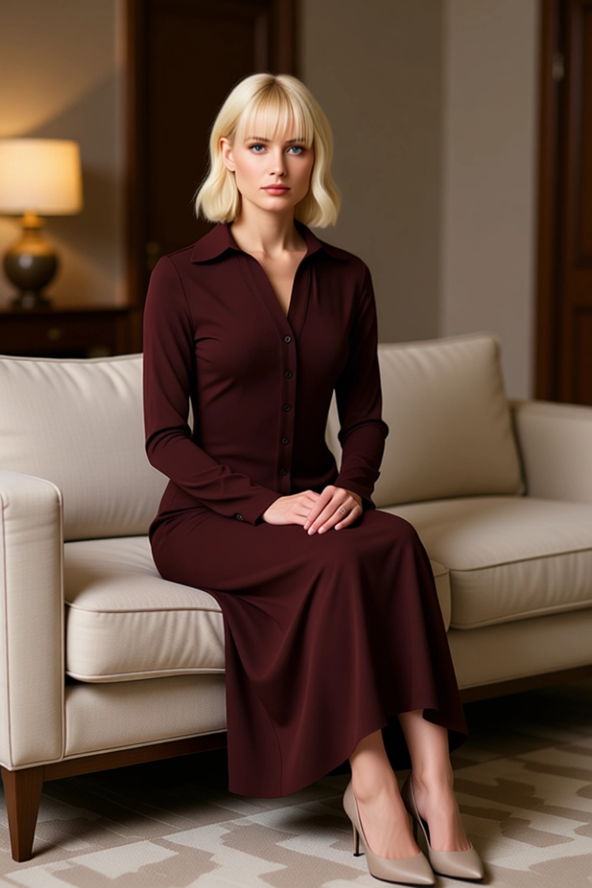 Kadın Polo Yaka Uzun Kol Bodycon Kalın Sandy Örme Maxi Elbise Fonksiyonel Dayanıklı Modern