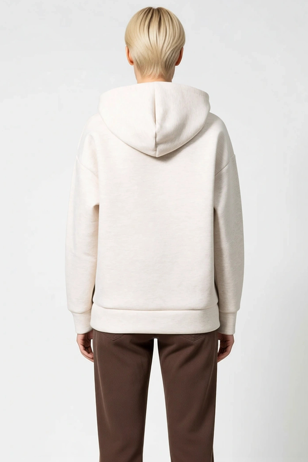 Kadın Kapüşonlu Düşük Kol Geniş Kalıp Örme Sweatshirt Fonksiyonel Dayanıklı Kaliteli Rahat