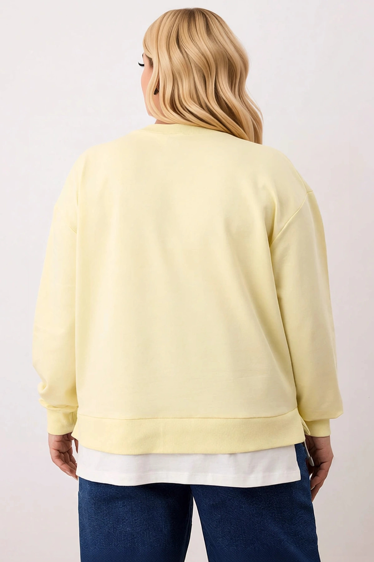 Kadın Bisiklet Yaka Düşük Kol Oversize İnce Örme Sweatshirt Fonksiyonel Dayanıklı Kaliteli