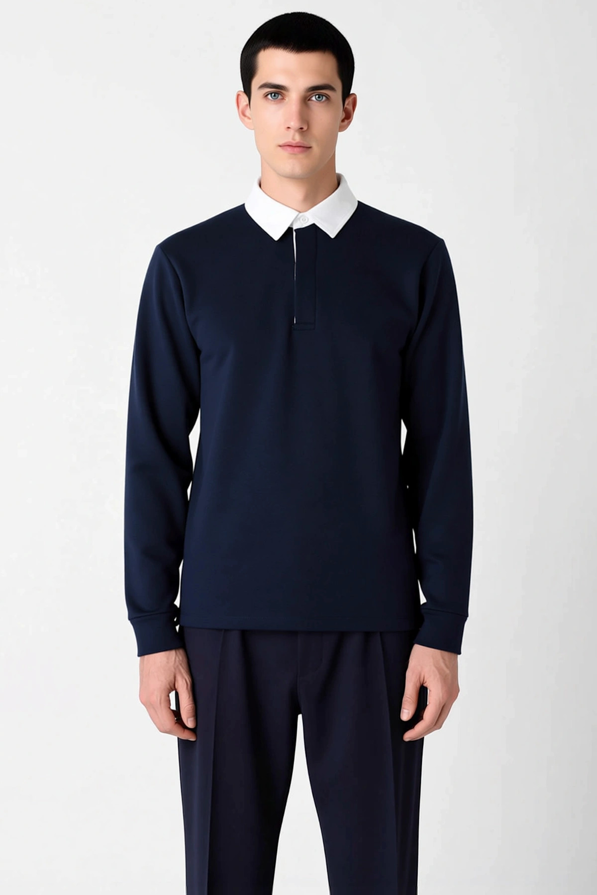 Erkek Polo Yaka Uzun Kol Oversize Kalıp Sweatshirt Fonksiyonel Dayanıklı Kaliteli Konforlu