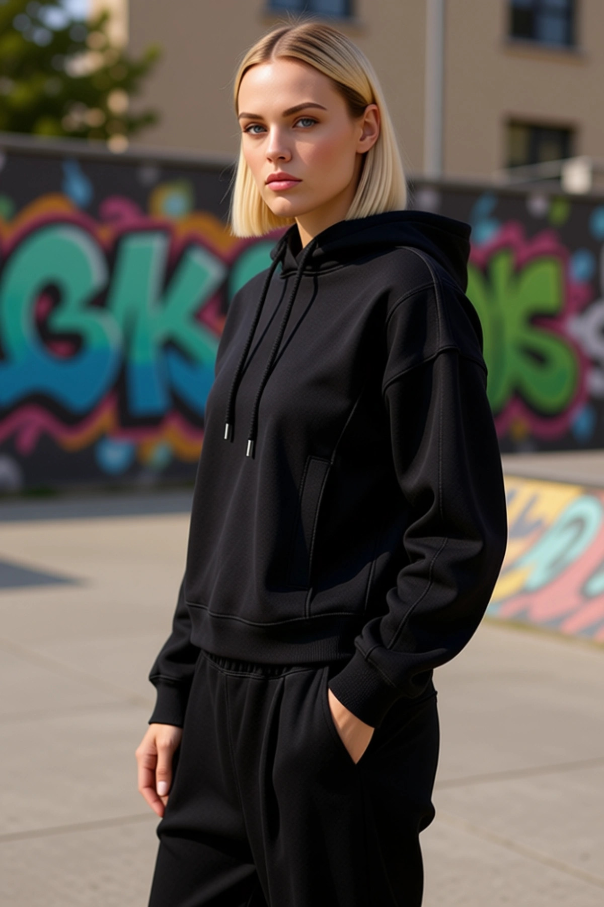 Kadın Kapüşonlu Düşük Kol %100 Pamuk Sweatshirt Fonksiyonel Dayanıklı Kaliteli Konforlu Şık