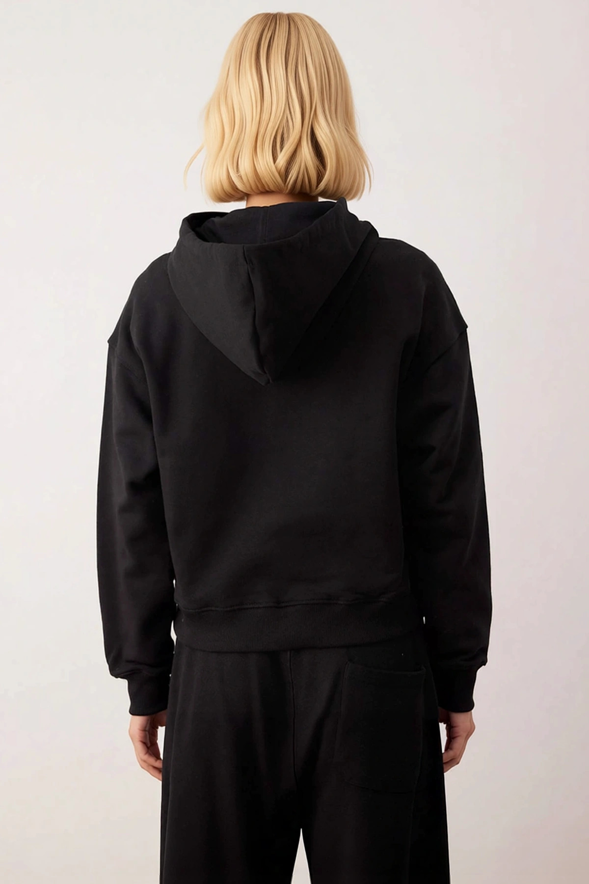 Kadın Kapüşonlu Düşük Kol %100 Pamuk Sweatshirt Fonksiyonel Dayanıklı Kaliteli Konforlu Şık
