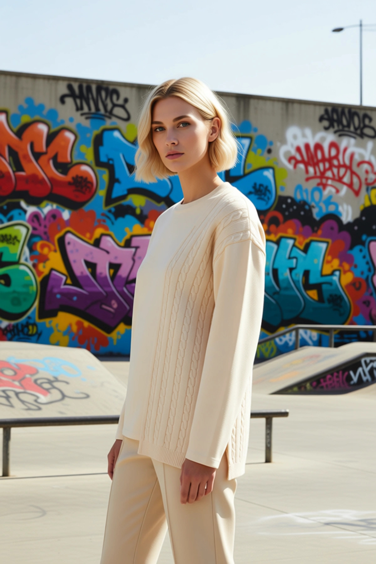 Kadın Bisiklet Yaka Düşük Kol Relaxed Triko Detaylı Sweatshirt Fonksiyonel Dayanıklı Rahat