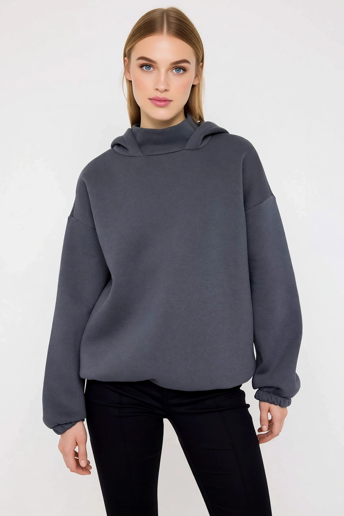 Kadın Kapüşonlu Düşük Kol Uzun Kollu Geniş Kalıp Sweatshirt Fonksiyonel Dayanıklı Kaliteli