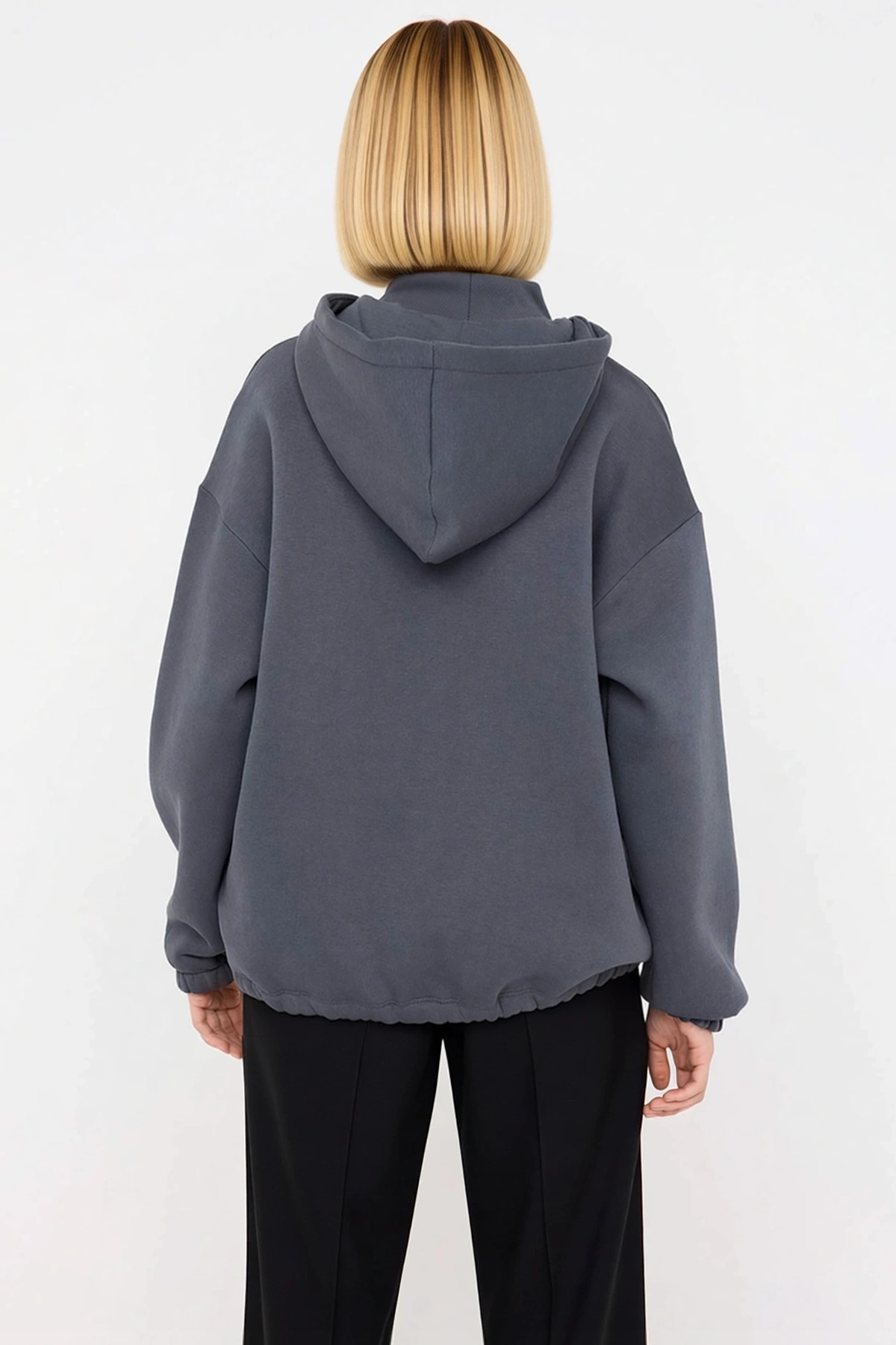 Kadın Kapüşonlu Düşük Kol Uzun Kollu Geniş Kalıp Sweatshirt Fonksiyonel Dayanıklı Kaliteli
