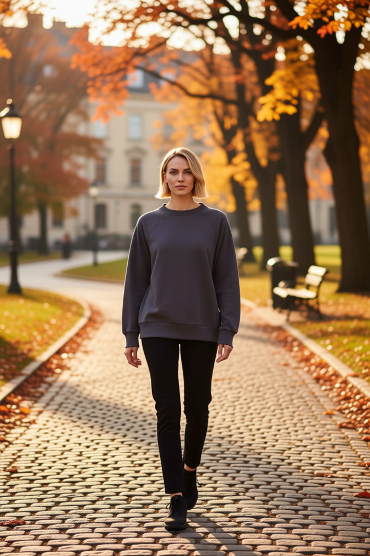 Kadın Bisiklet Yaka Reglan Kol Relaxed Kalıp Örme Sweatshirt Fonksiyonel Dayanıklı Estetik