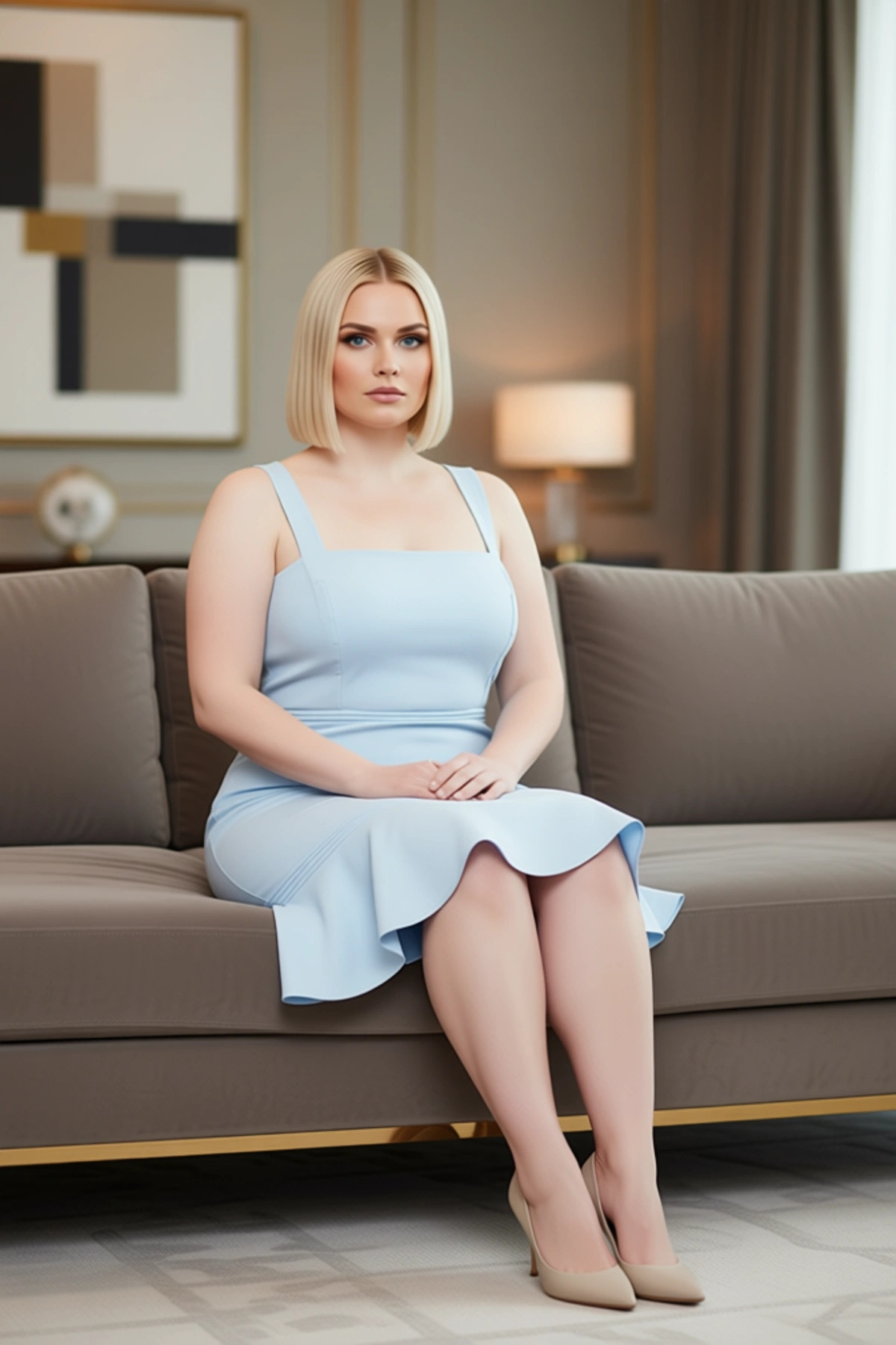 Kadın Büyük Beden Kare Yaka Truvakar Kol Bodycon Kalıp Mini Elbise Fonksiyonel Dayanıklı Şık