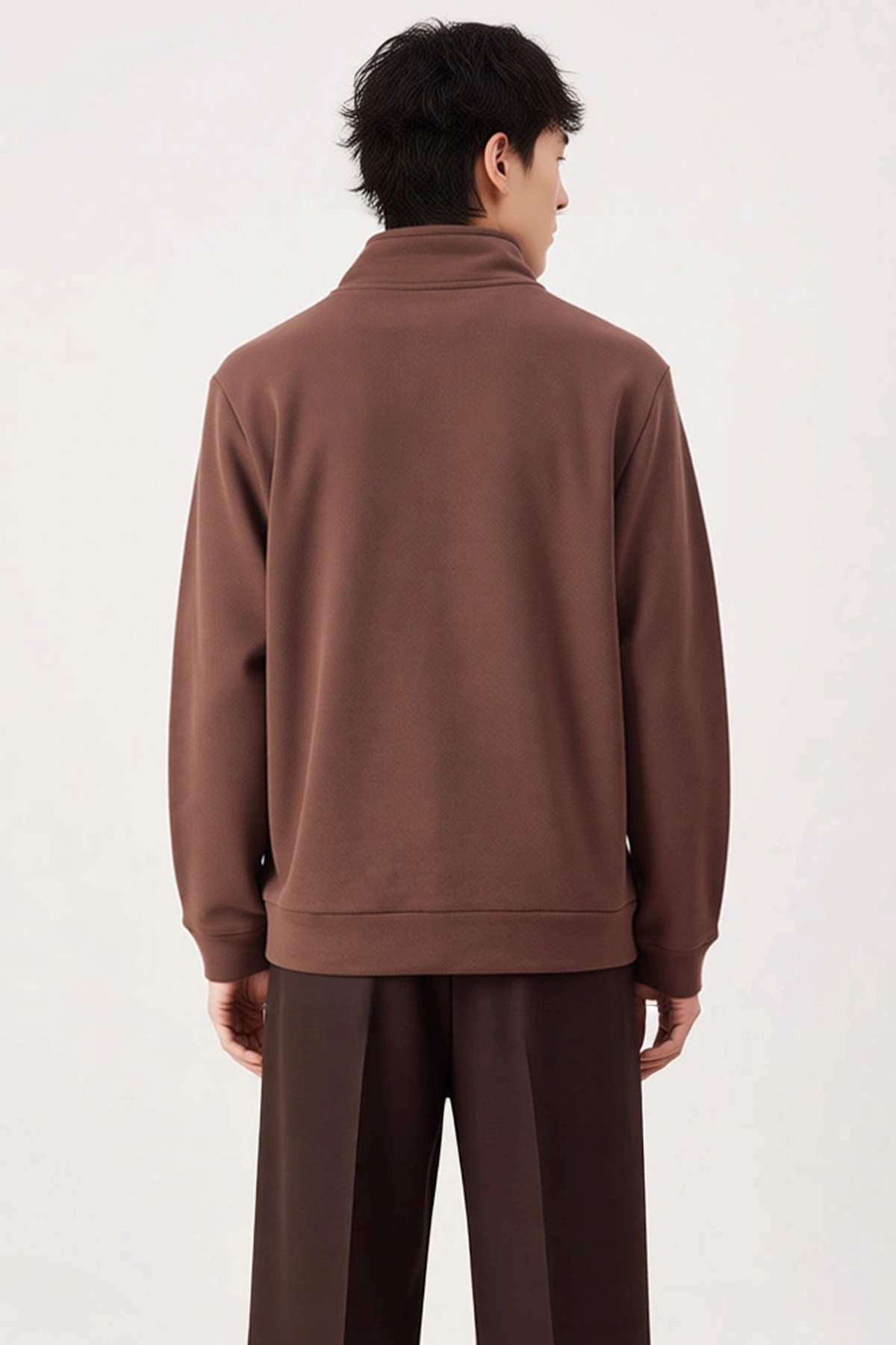 Erkek Dik Yaka Fermuarlı %100 Pamuk Regular Sweatshirt Fonksiyonel Dayanıklı Kaliteli Spor