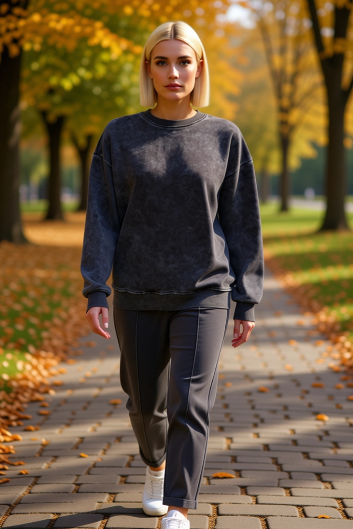 Kadın Bisiklet Yaka Düşük Kol Geniş Kalıp Sweatshirt Fonksiyonel Dayanıklı Kaliteli Modern