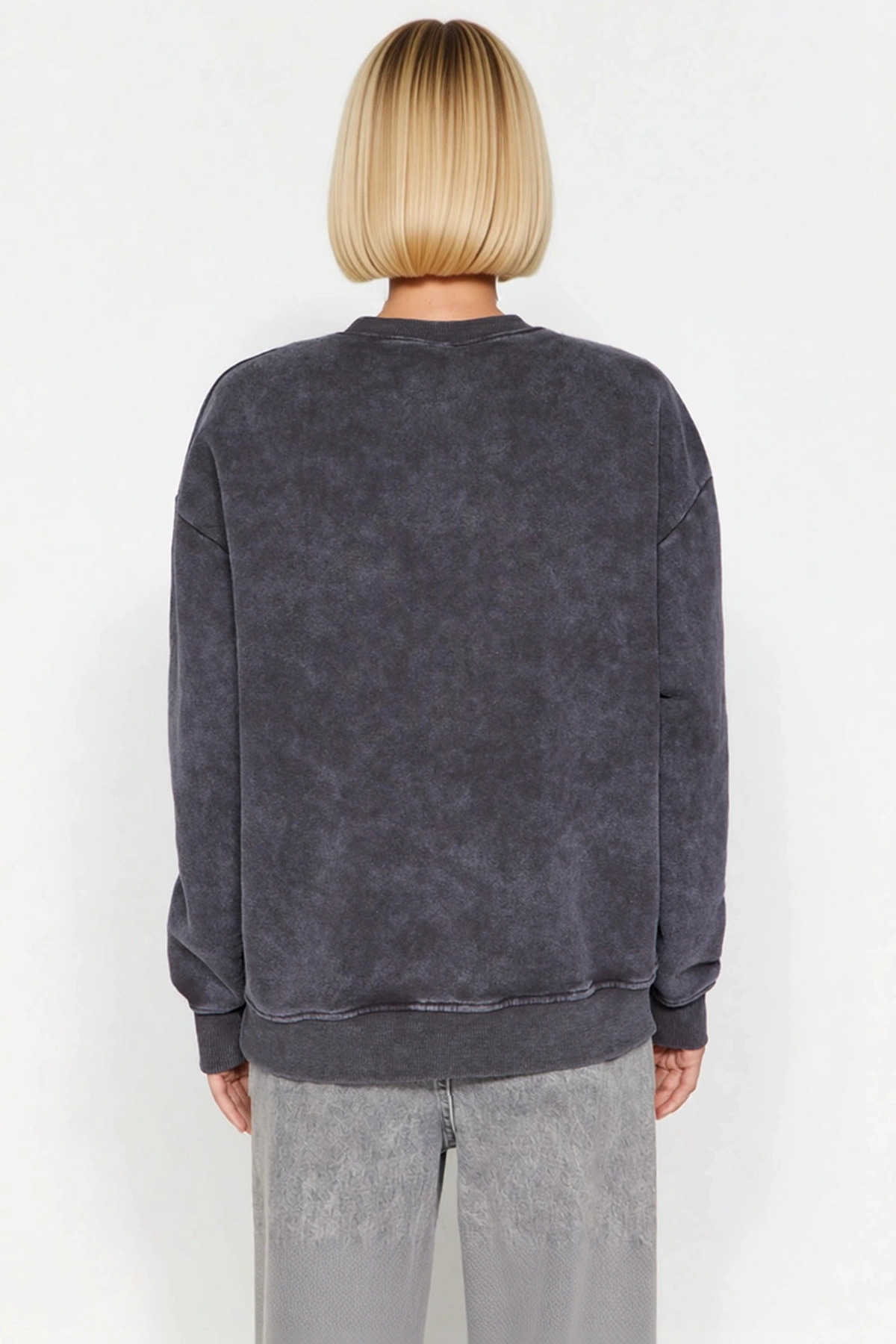 Kadın Bisiklet Yaka Düşük Kol Geniş Kalıp Sweatshirt Fonksiyonel Dayanıklı Kaliteli Modern