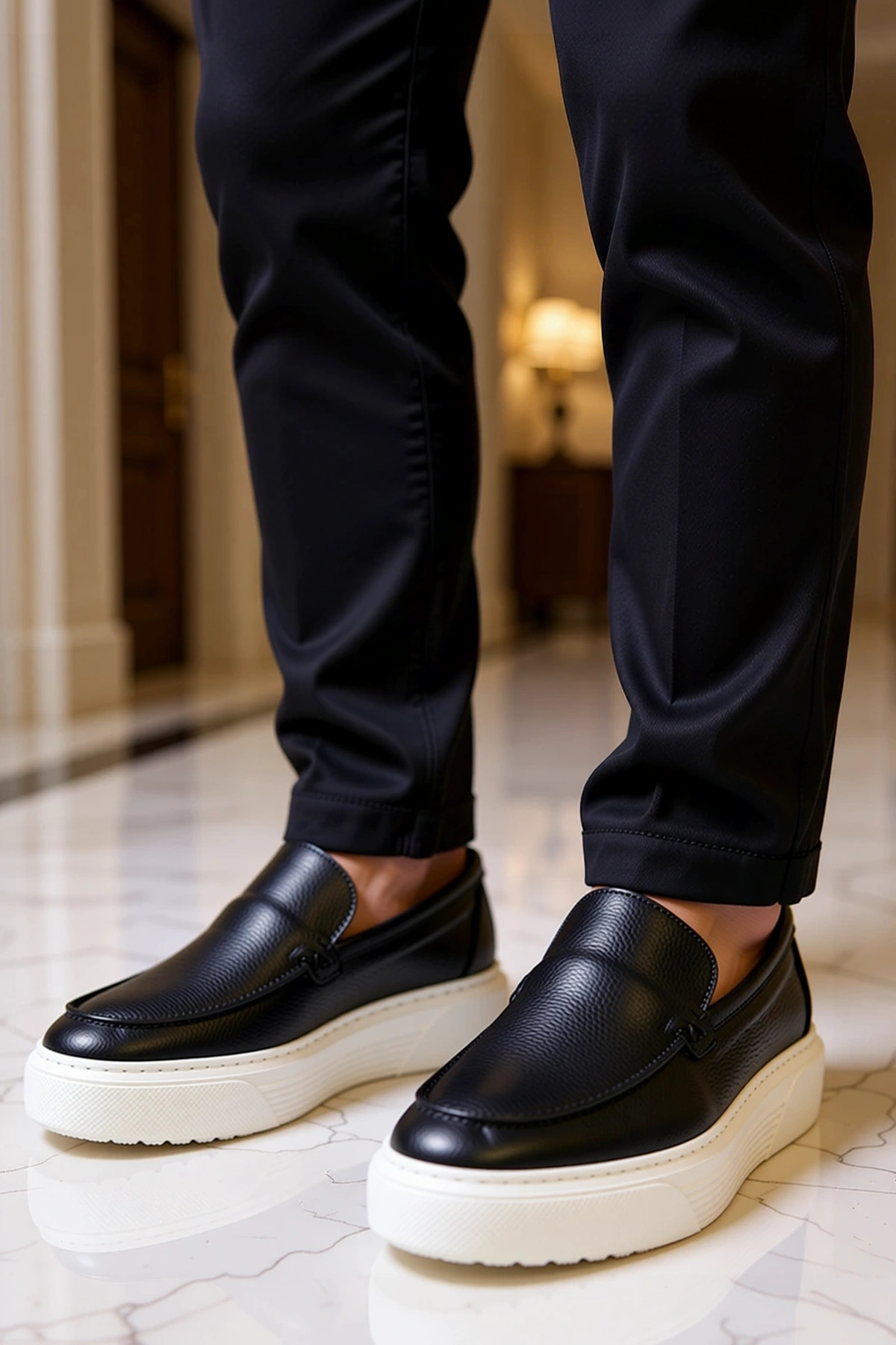 Alternative view of Erkek Bağcıksız Düz Topuklu Hakiki Deri Ayakkabı Fonksiyonel Dayanıklı Kaliteli Konforlu Şık