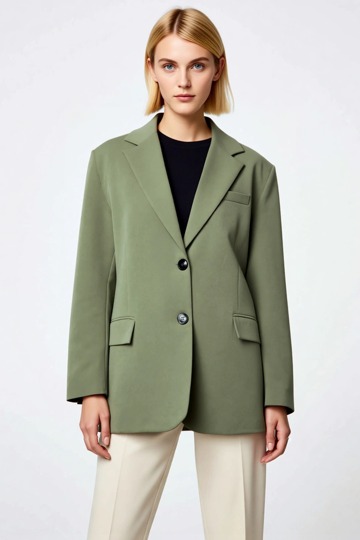 Kadın Ceket Yaka Uzun Kol Oversize Kalıp Dokuma Blazer Fonksiyonel Dayanıklı Kaliteli Spor
