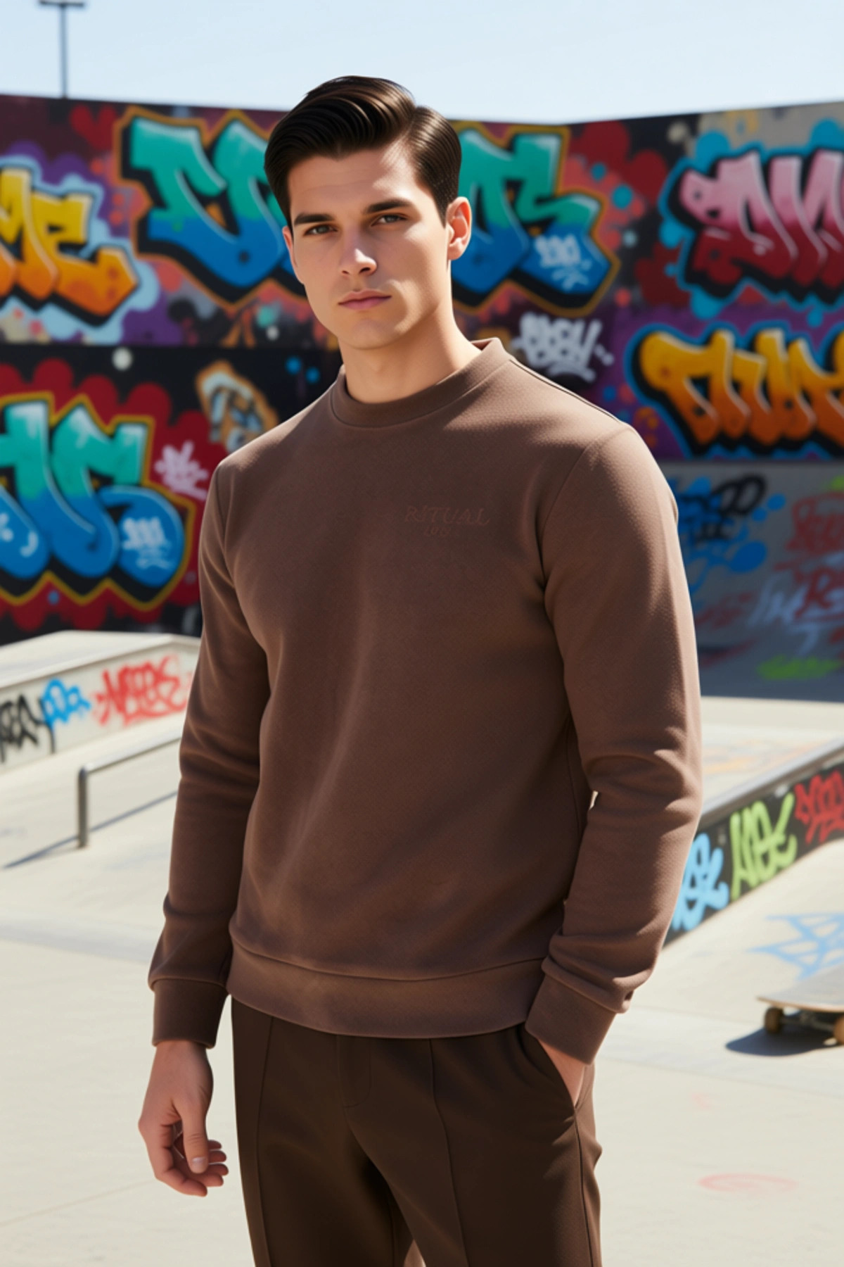 Erkek Bisiklet Yaka Standart Kol Regular Kalıp Polar Sweatshirt Fonksiyonel Dayanıklı Spor