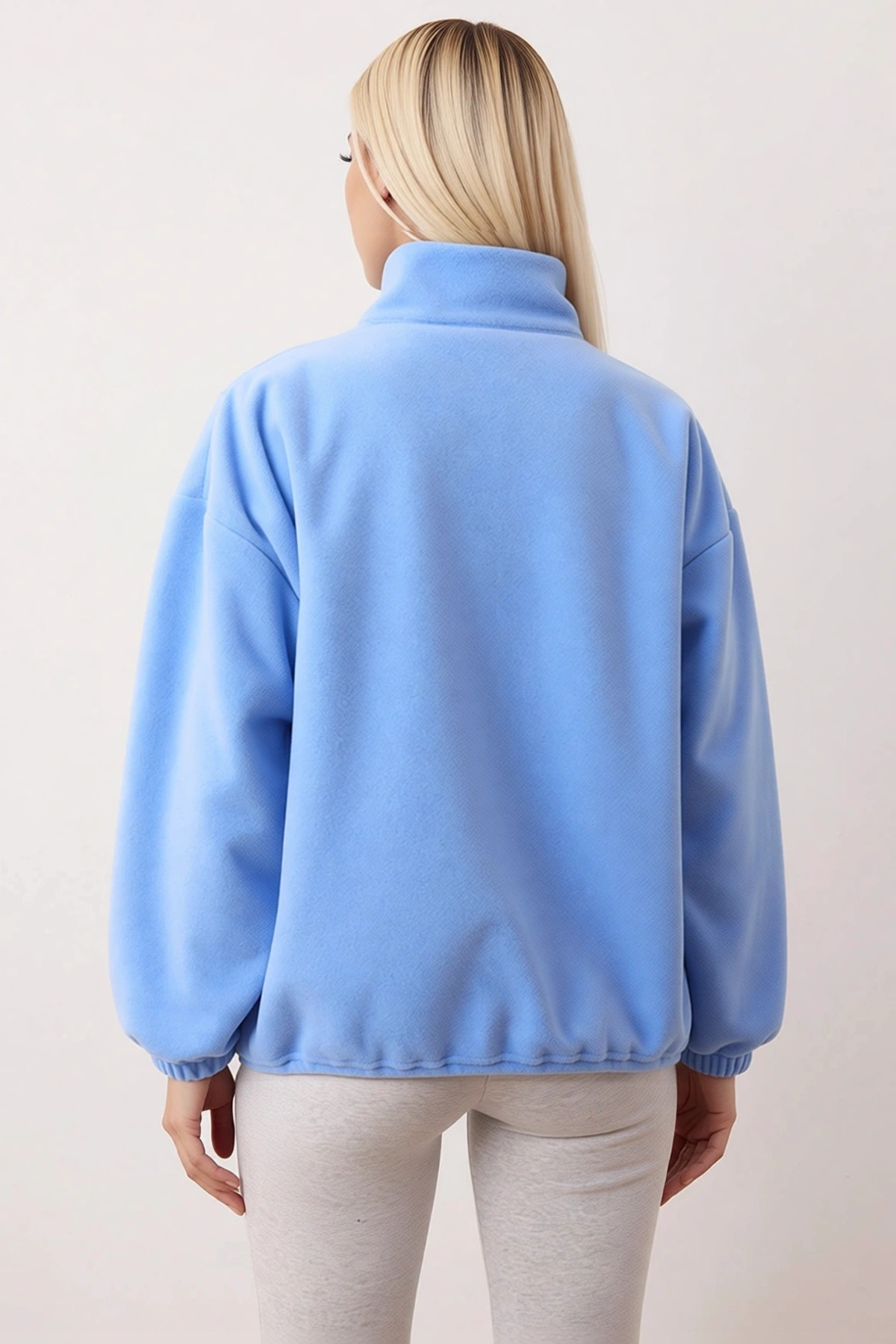 Kadın Dik Yaka Fermuarlı Polar Regular Kalıp Sweatshirt Fonksiyonel Dayanıklı Kaliteli Şık