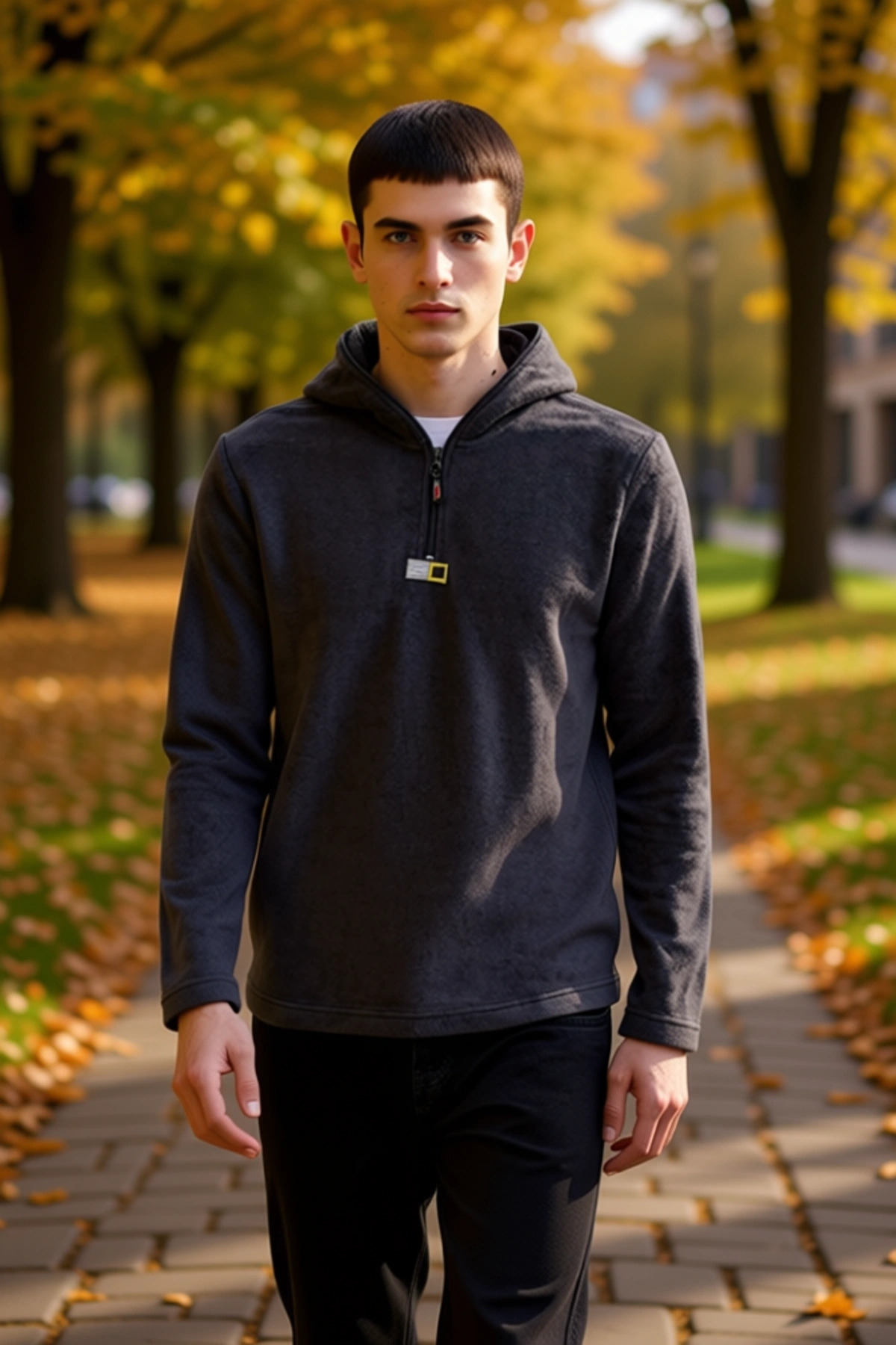 Erkek Kapüşonlu Standart Kol Polar Fermuarlı Sweatshirt Fonksiyonel Dayanıklı Kaliteli Şık
