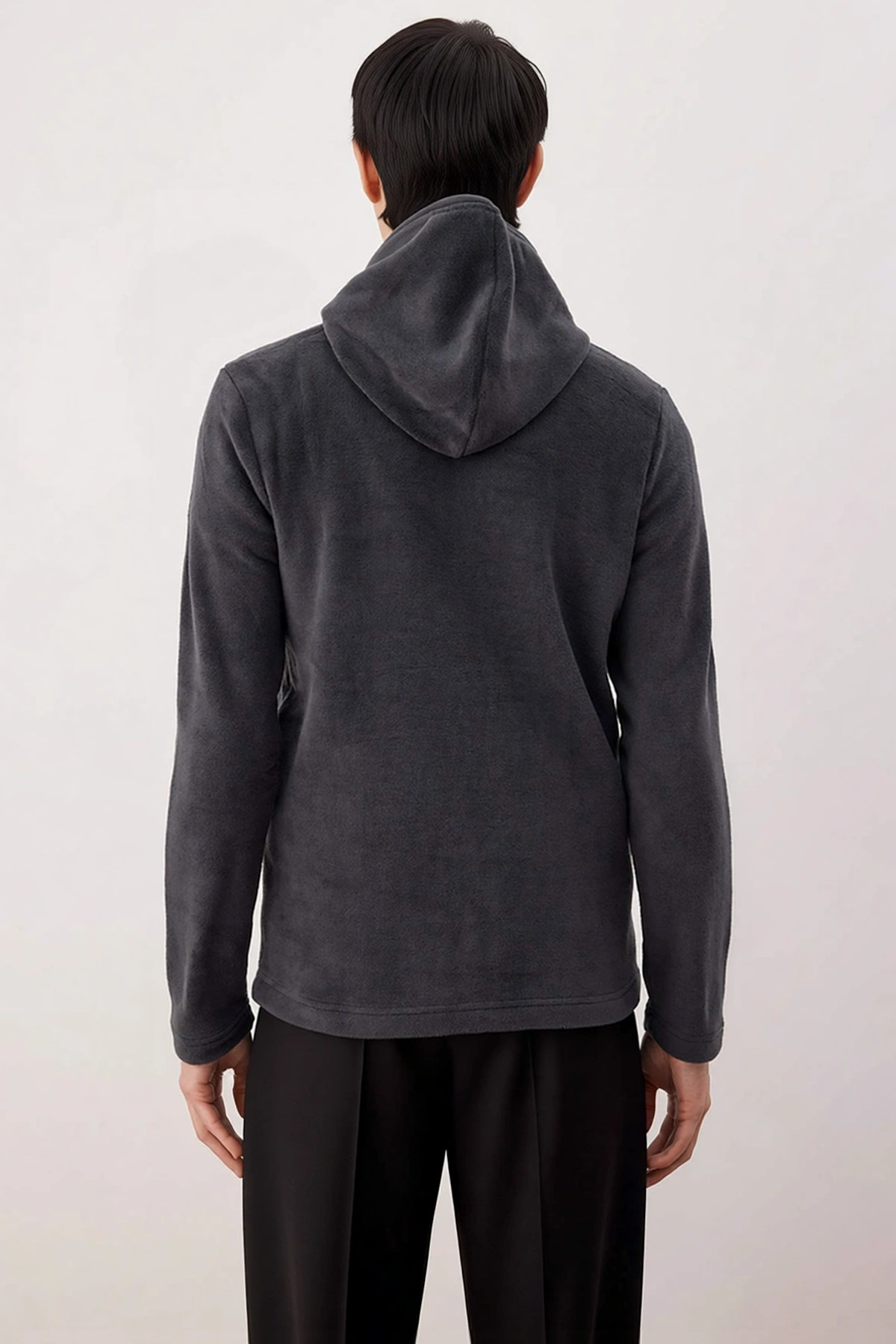Erkek Kapüşonlu Standart Kol Polar Fermuarlı Sweatshirt Fonksiyonel Dayanıklı Kaliteli Şık
