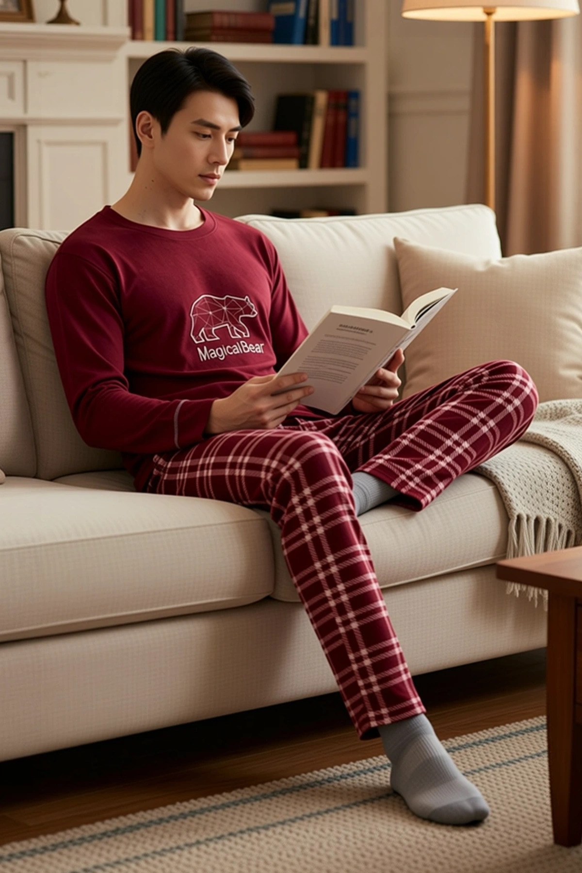 Erkek Regular Kalıp Polar Pijama Takımı Ev giyim Rahat Kalıp Fonksiyonel Dayanıklı Şık