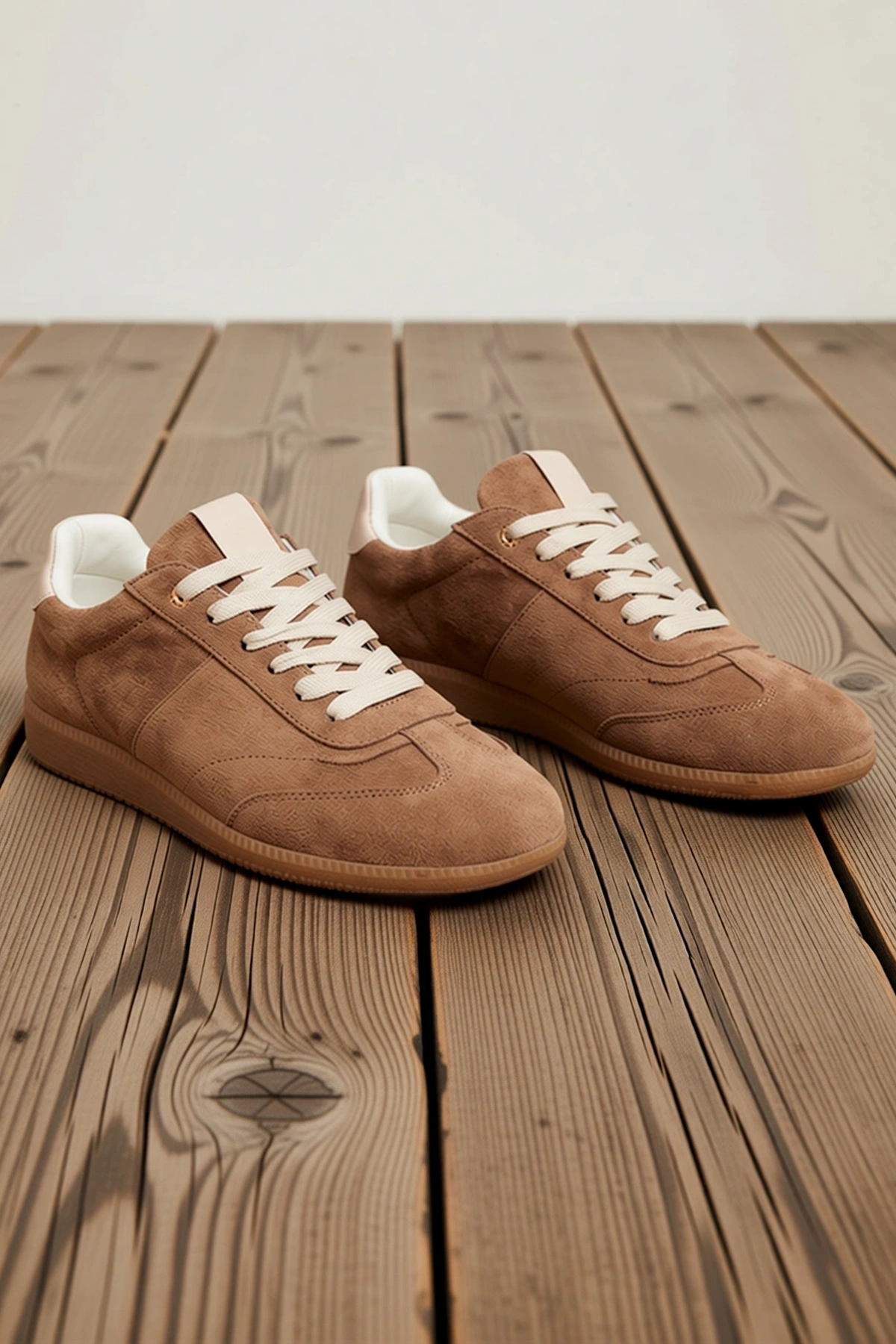 Kadın Nubuk Deri Bağcıklı Sneaker Kısa Topuklu Rahat Günlük Spor Ayakkabı Modern Şık Konforlu Zarif