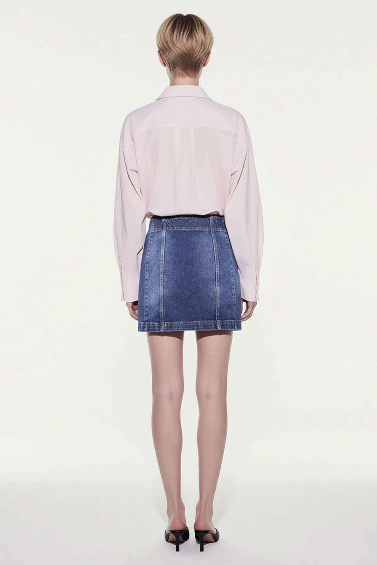 Kadın Mini Denim Etek Çift Düğme Detaylı A-Line Kesim %99 Pamuk Rahat Konforlu Günlük Modern Şık