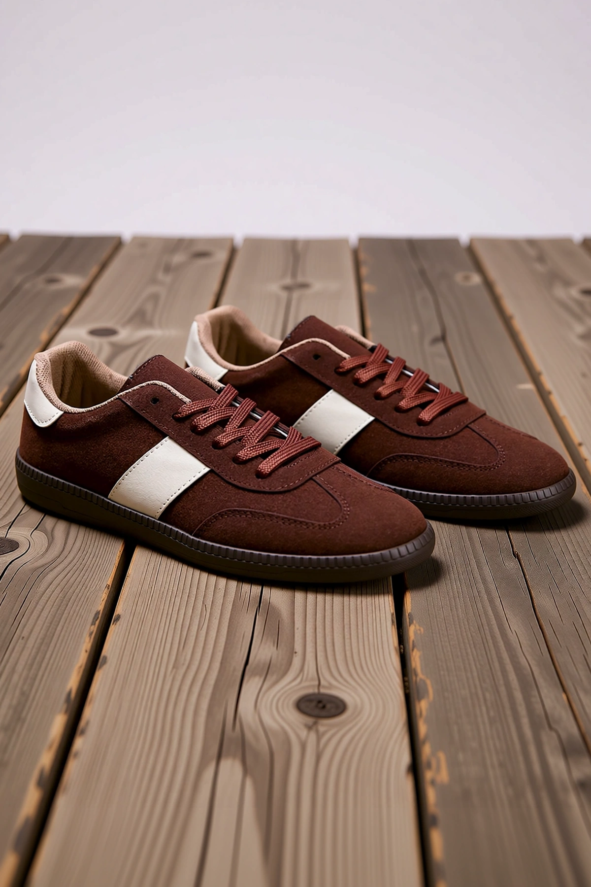 Kadın Retro Stil Nubuk Bağcıklı Spor Ayakkabı Renk Bloklu Desen Rahat Günlük Sneaker Modern Şık