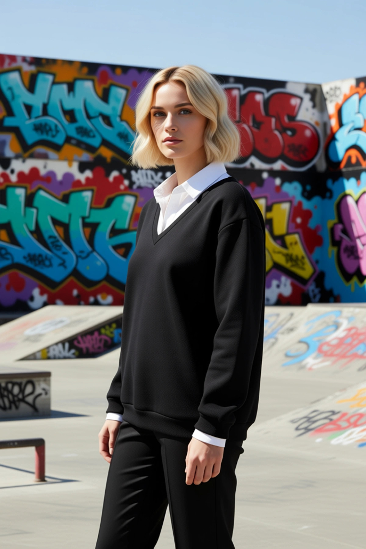 Kadın Polo Yaka Standart Kol Düz Desen Sweatshirt Fonksiyonel Dayanıklı Kaliteli Konforlu Şık