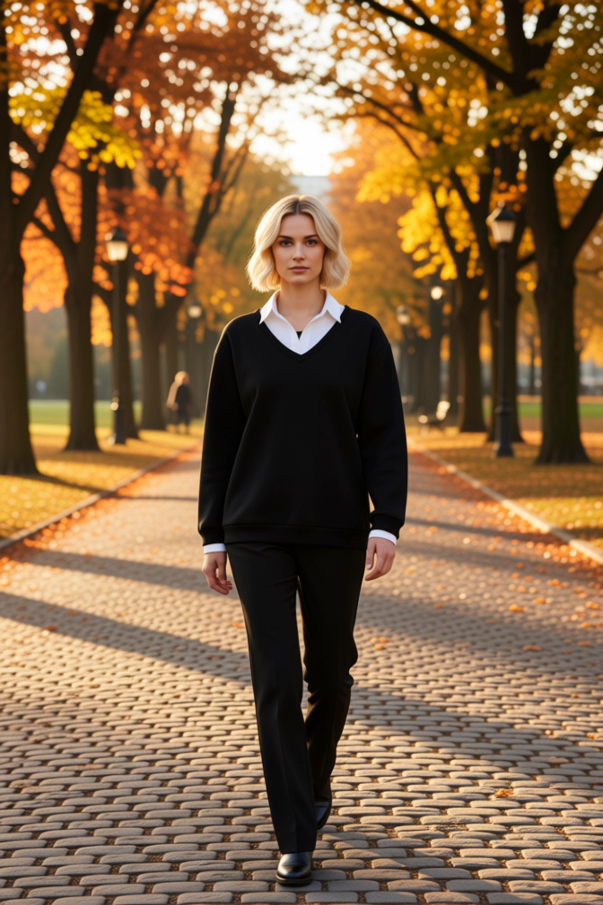 Kadın Polo Yaka Standart Kol Düz Desen Sweatshirt Fonksiyonel Dayanıklı Kaliteli Konforlu Şık