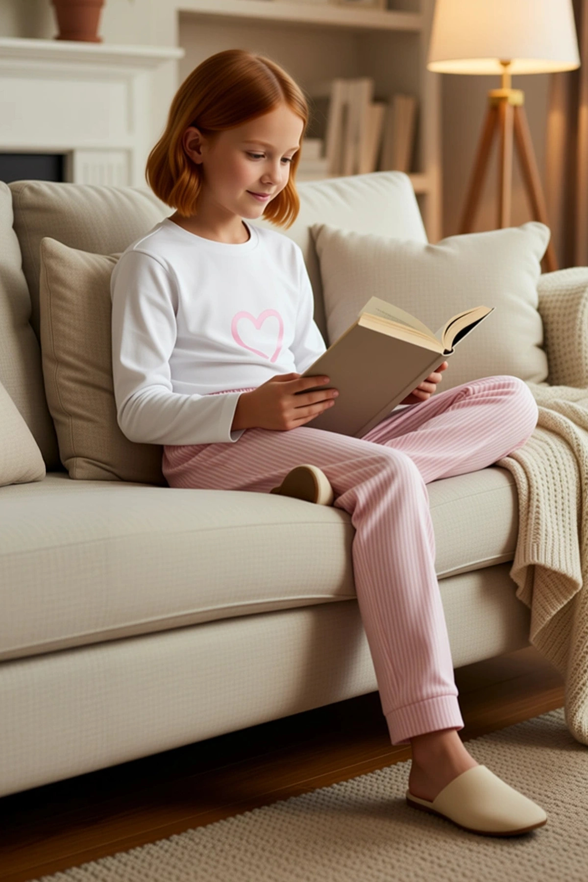 Kız Çocuk Bisiklet Yaka Standart Kol Uzun Kol Regular Kalıp Örme Baskılı Pijama Takımı Estetik