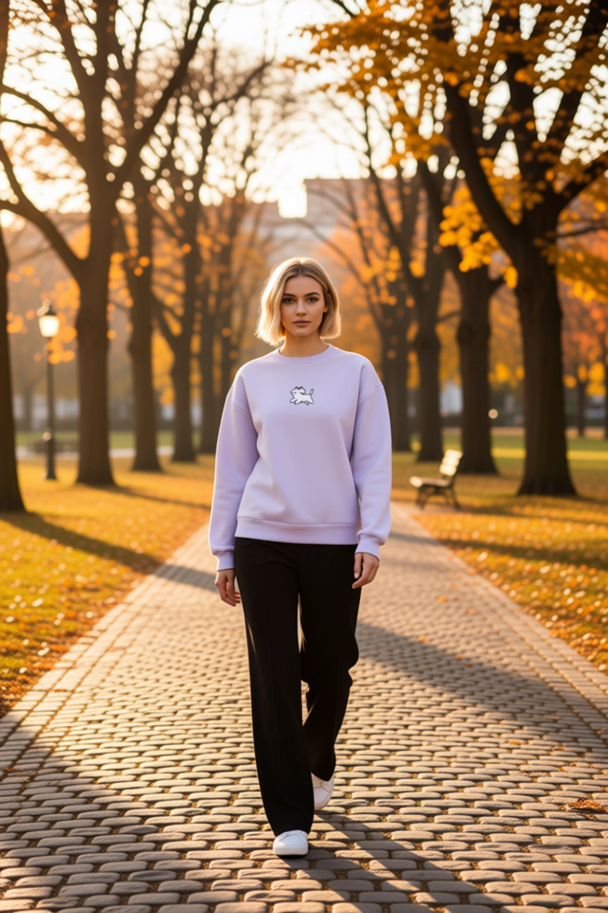 Kadın Bisiklet Yaka Düşük Kol Nakışlı Regular Kalıp Sweatshirt Fonksiyonel Dayanıklı Rahat