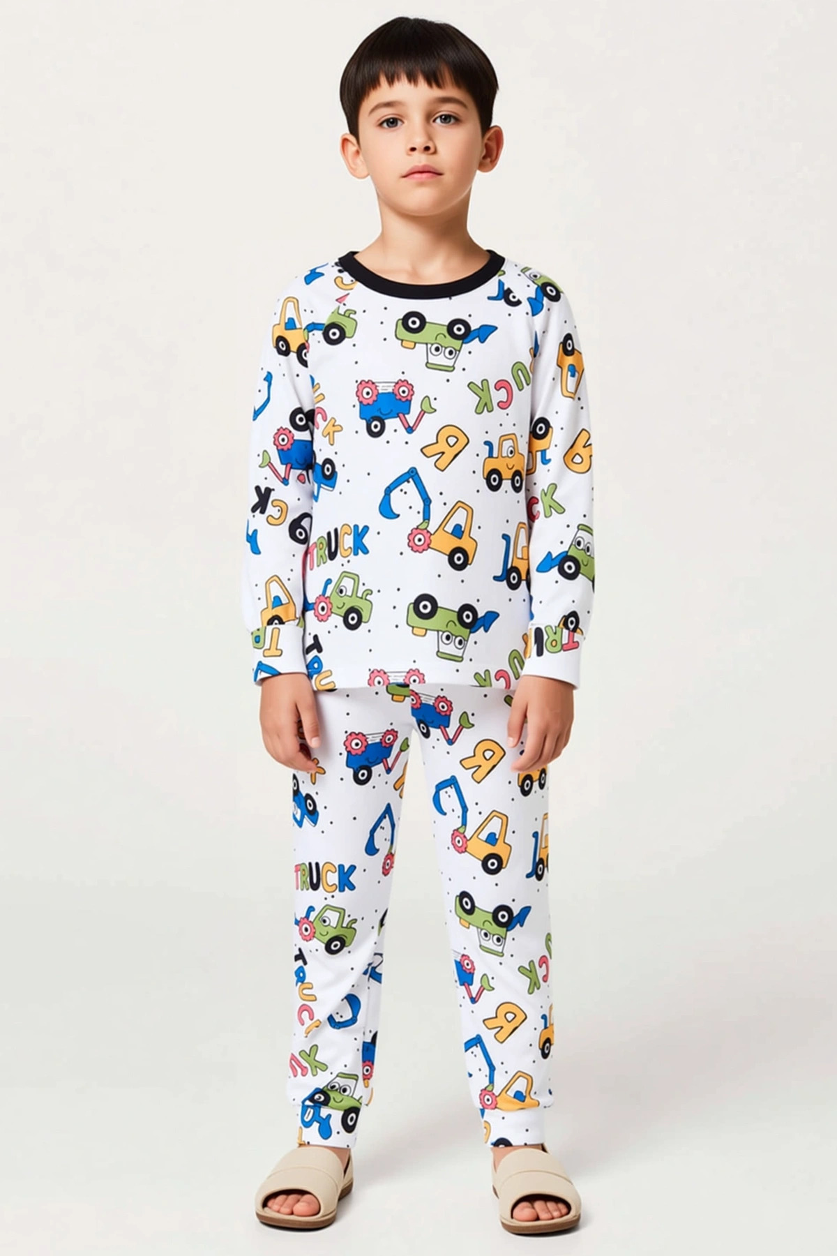 Erkek Çocuk Bisiklet Yaka Standart Kol Regular Kalıp Baskılı Örme Pijama Takımı Fonksiyonel Spor
