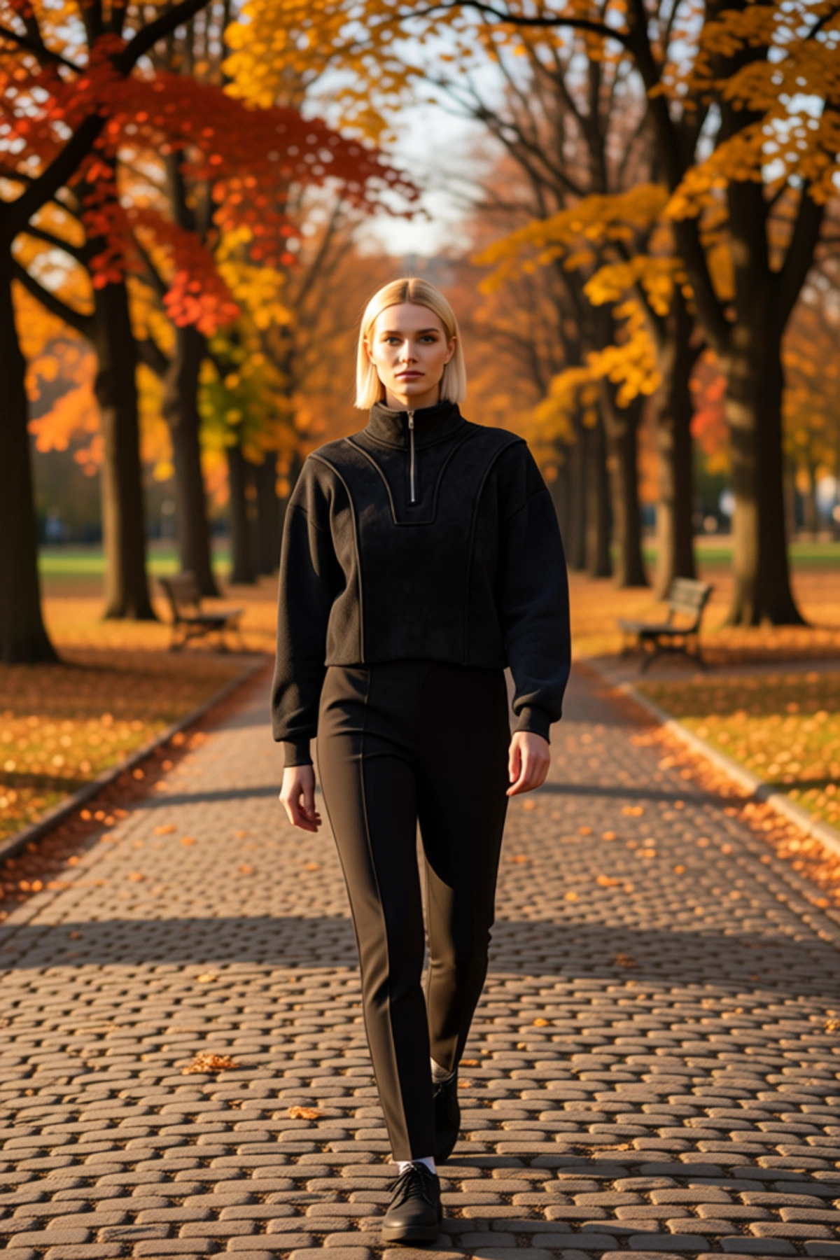 Kadın Dik Yaka Düşük Kol Fermuar Detaylı Crop Sweatshirt Fonksiyonel Dayanıklı Kaliteli Şık